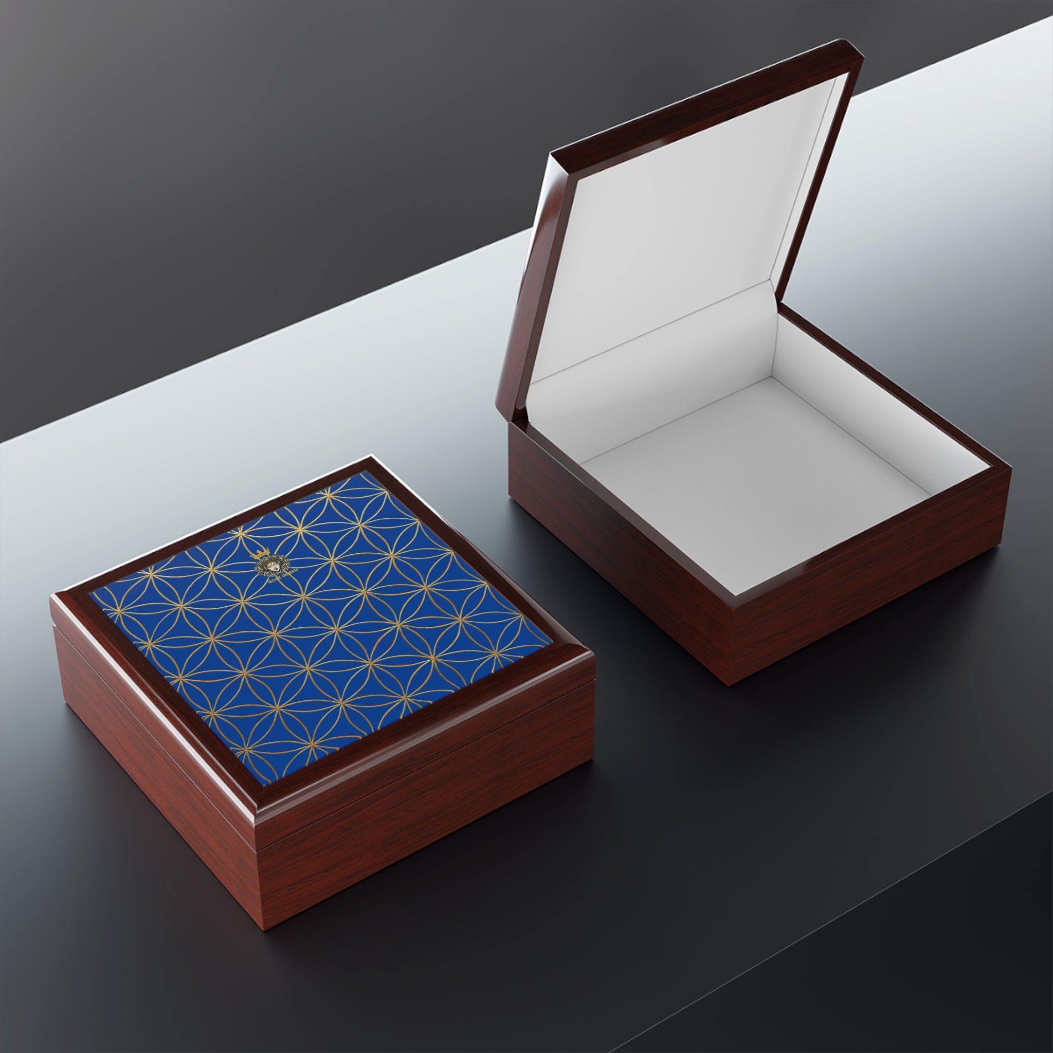 Flower of Life Jewelry Box - Blue Purple Elegant Keepsake Organizer