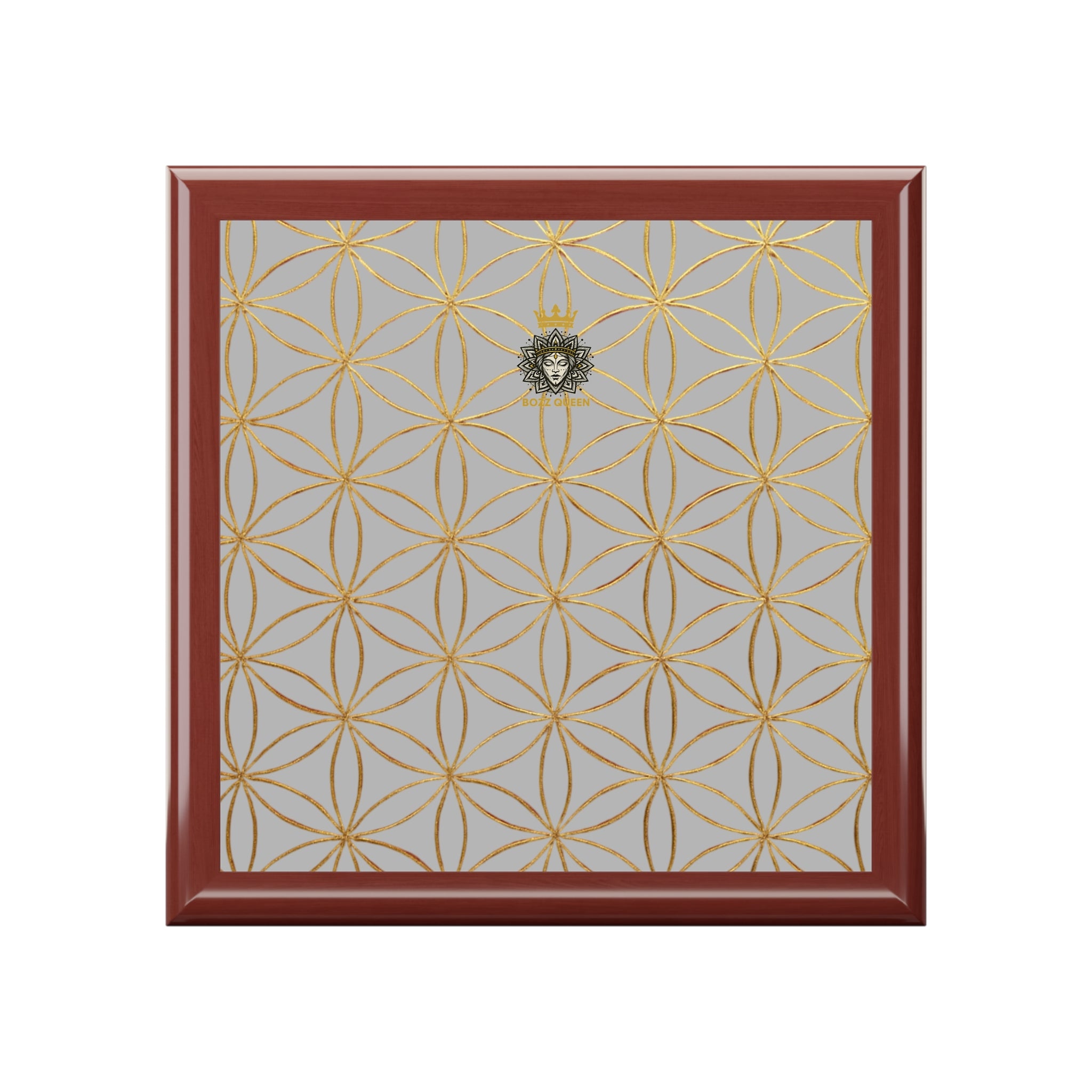 Flower of Life Jewelry Box - Light Grey Elegant Keepsake Organizer