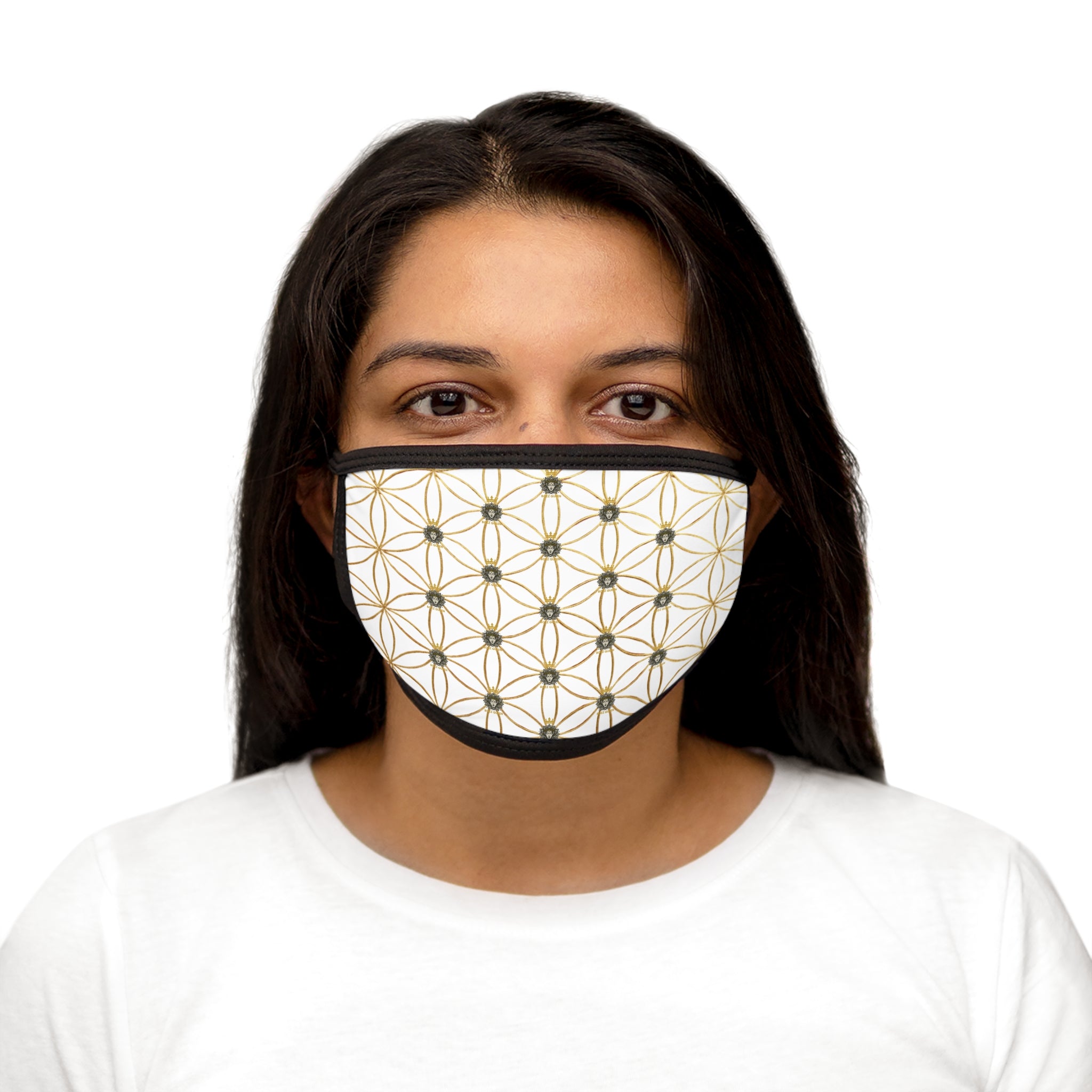 Bozz Queen Flower of Life Face Mask - White & Gold Stylish Breathable Cloth Mask
