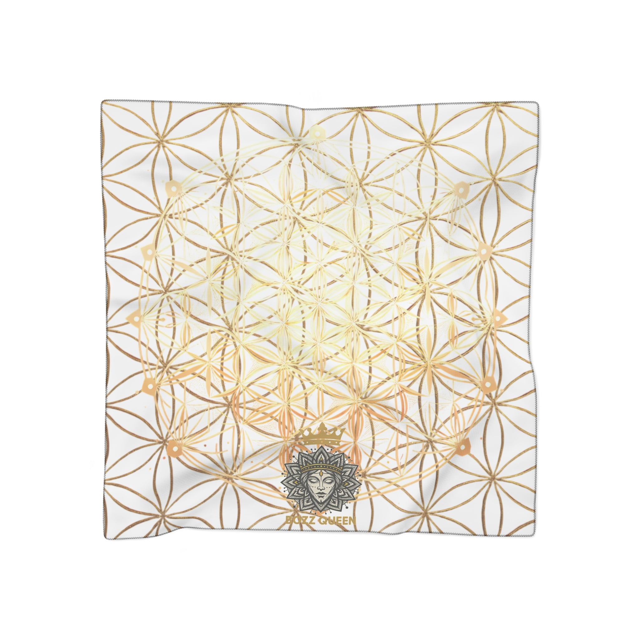 Flower of Life White Scarf - Sacred Geometry Spiritual Accessory