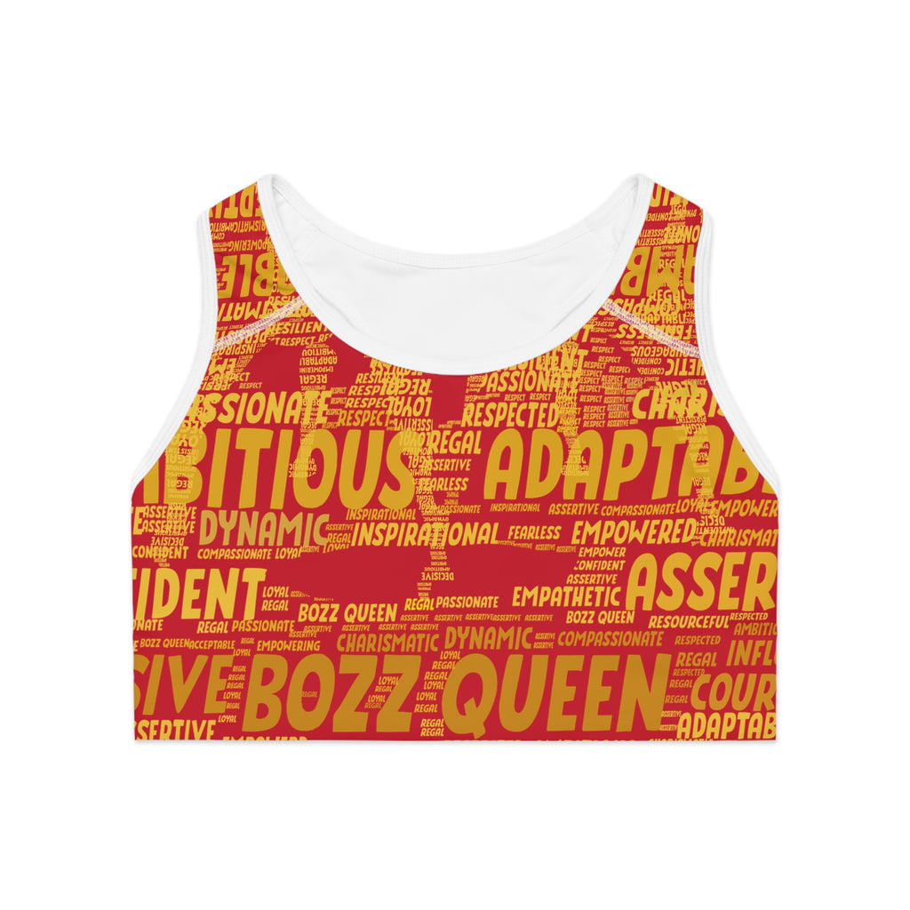 Empowered Words Sports Bra - Bozz Queen Origin Collection | Red & Yellow