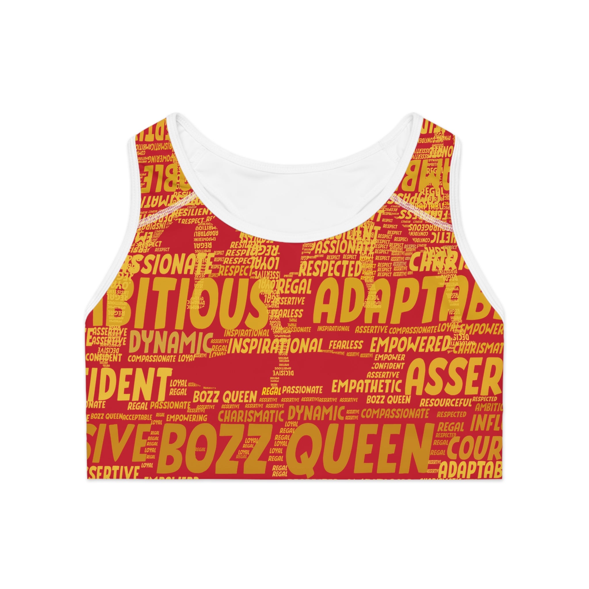 Empowered Words Sports Bra - Bozz Queen Origin Collection | Red & Yellow