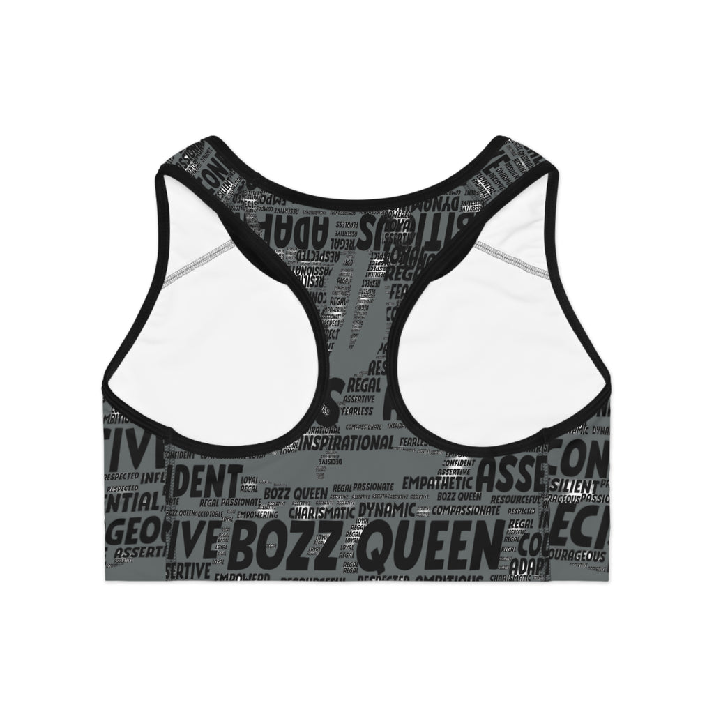 Empowering Sports Bra - Bozz Queen Origin Collection | Dark Grey & Black