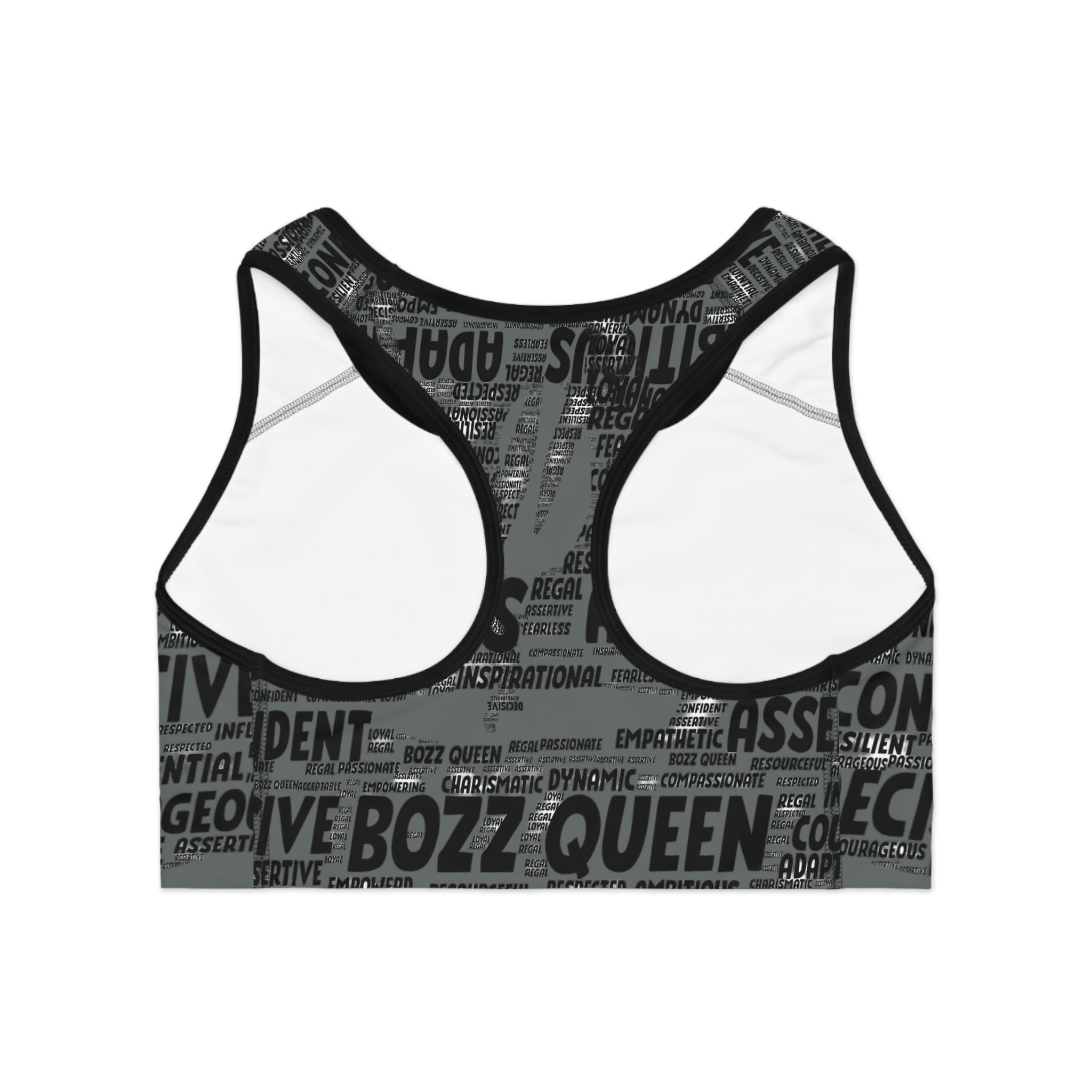 Empowering Sports Bra - Bozz Queen Origin Collection | Dark Grey & Black
