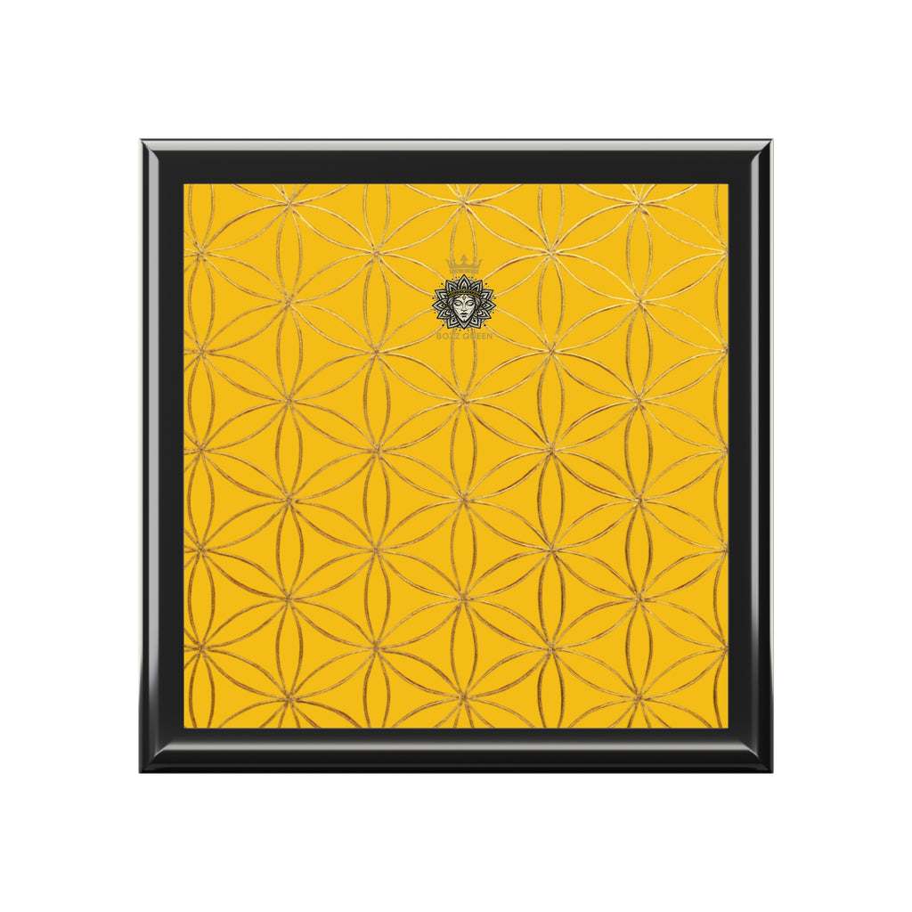 Flower of Life Jewelry Box - Yellow Elegant Keepsake Organizer