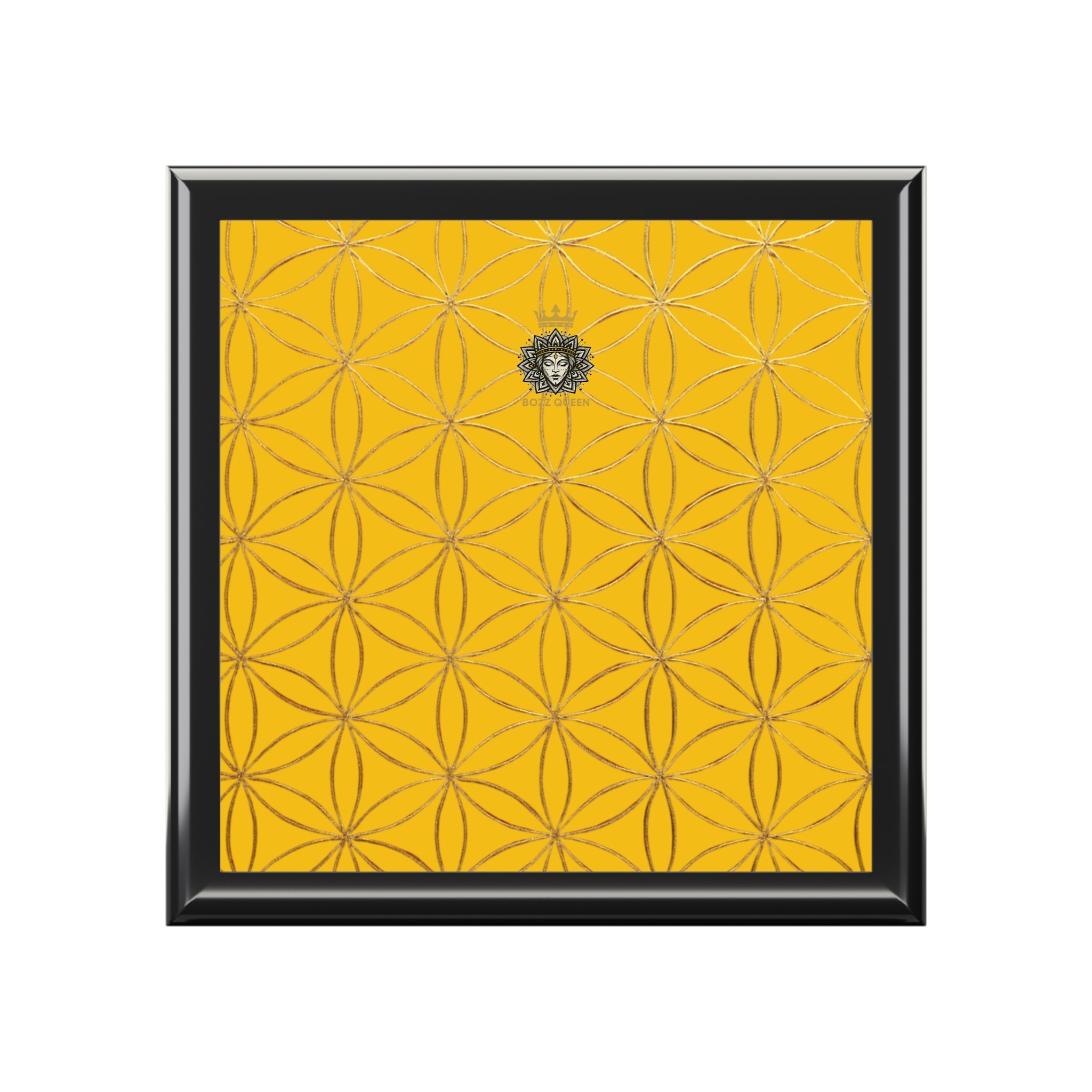 Flower of Life Jewelry Box - Yellow Elegant Keepsake Organizer