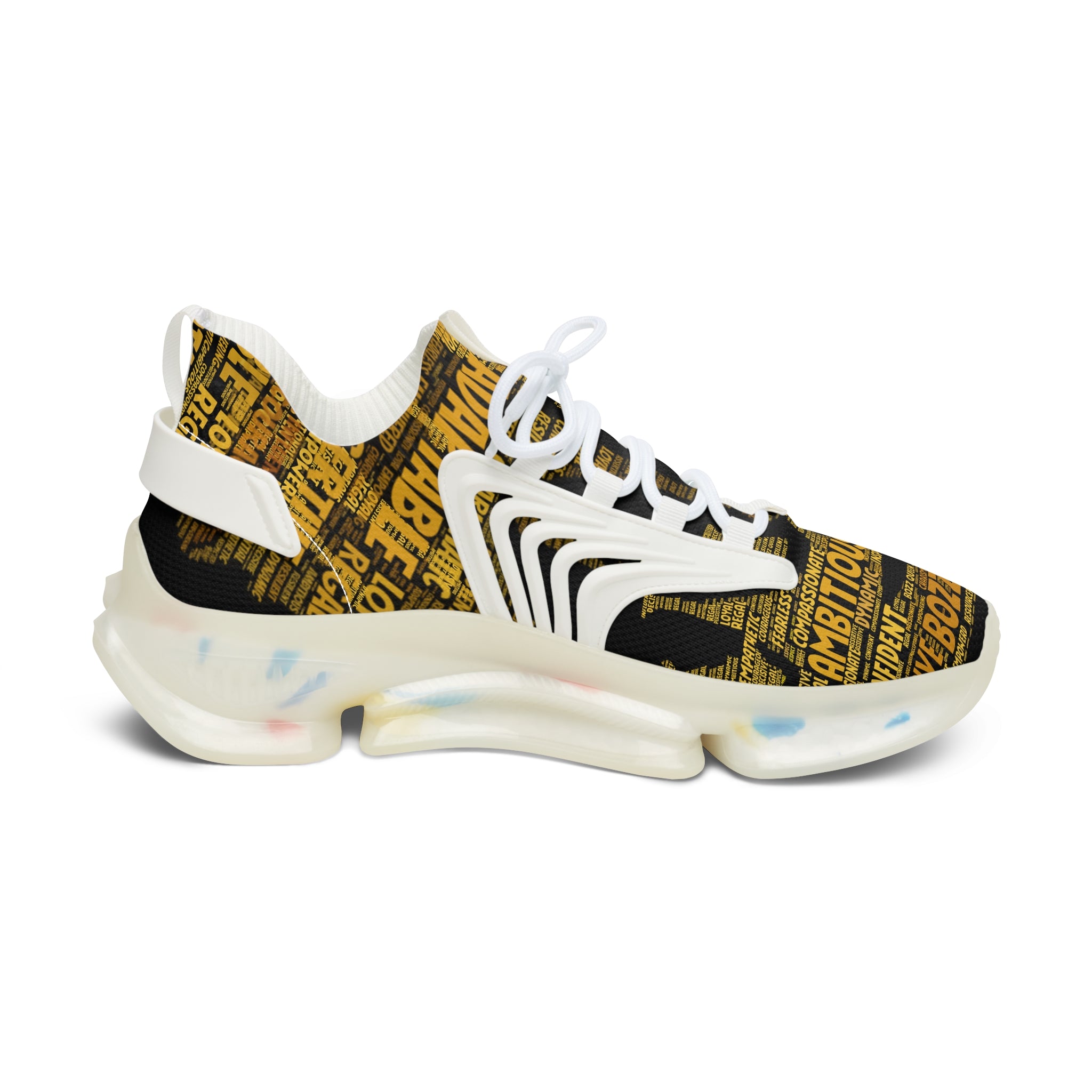 Bozz Queen Black & Yellow Women's Mesh Sneakers - Comfortable Athletic Shoes
