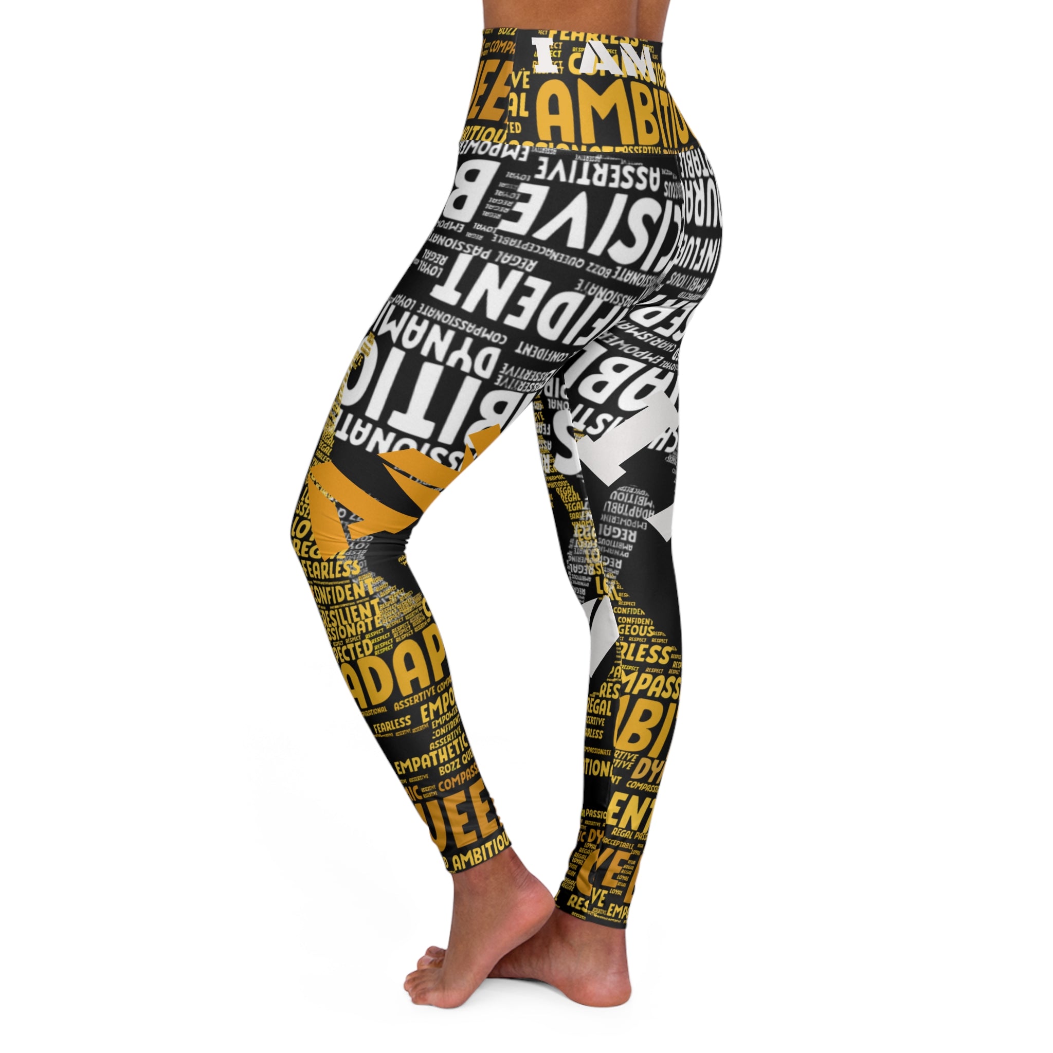 BOZZ QUEEN I AM Series Empowerment High Waisted Yoga Leggings - Motivational Activewear
