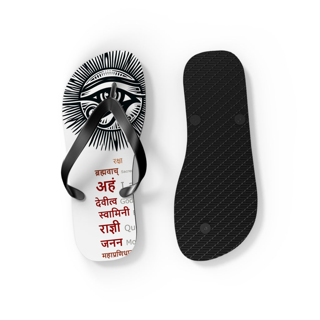 BOZZ QUEEN Eye of Heru Flip Flops - Sacred Affirmation Beachwear for Self-Care