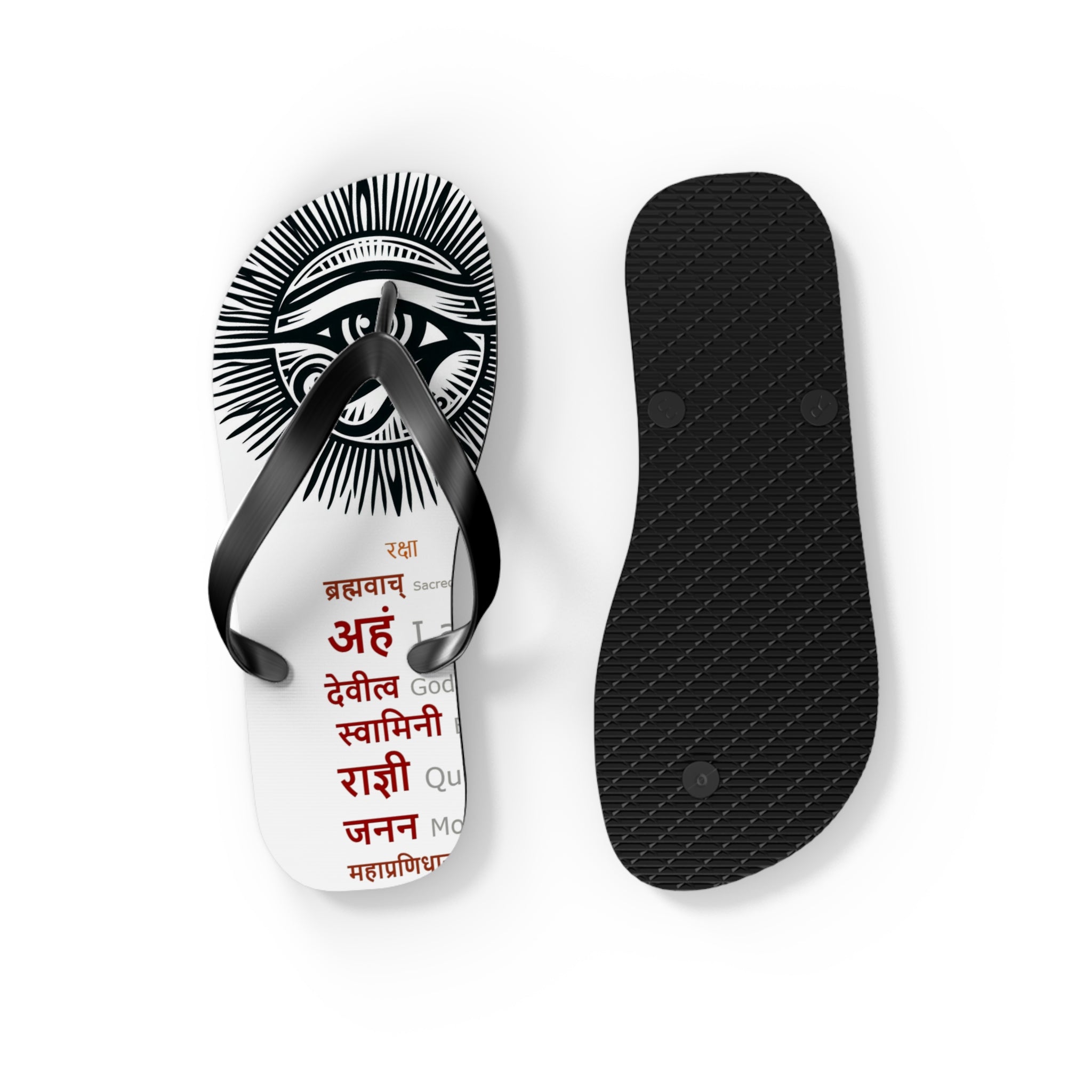 BOZZ QUEEN Eye of Heru Flip Flops - Sacred Affirmation Beachwear for Self-Care