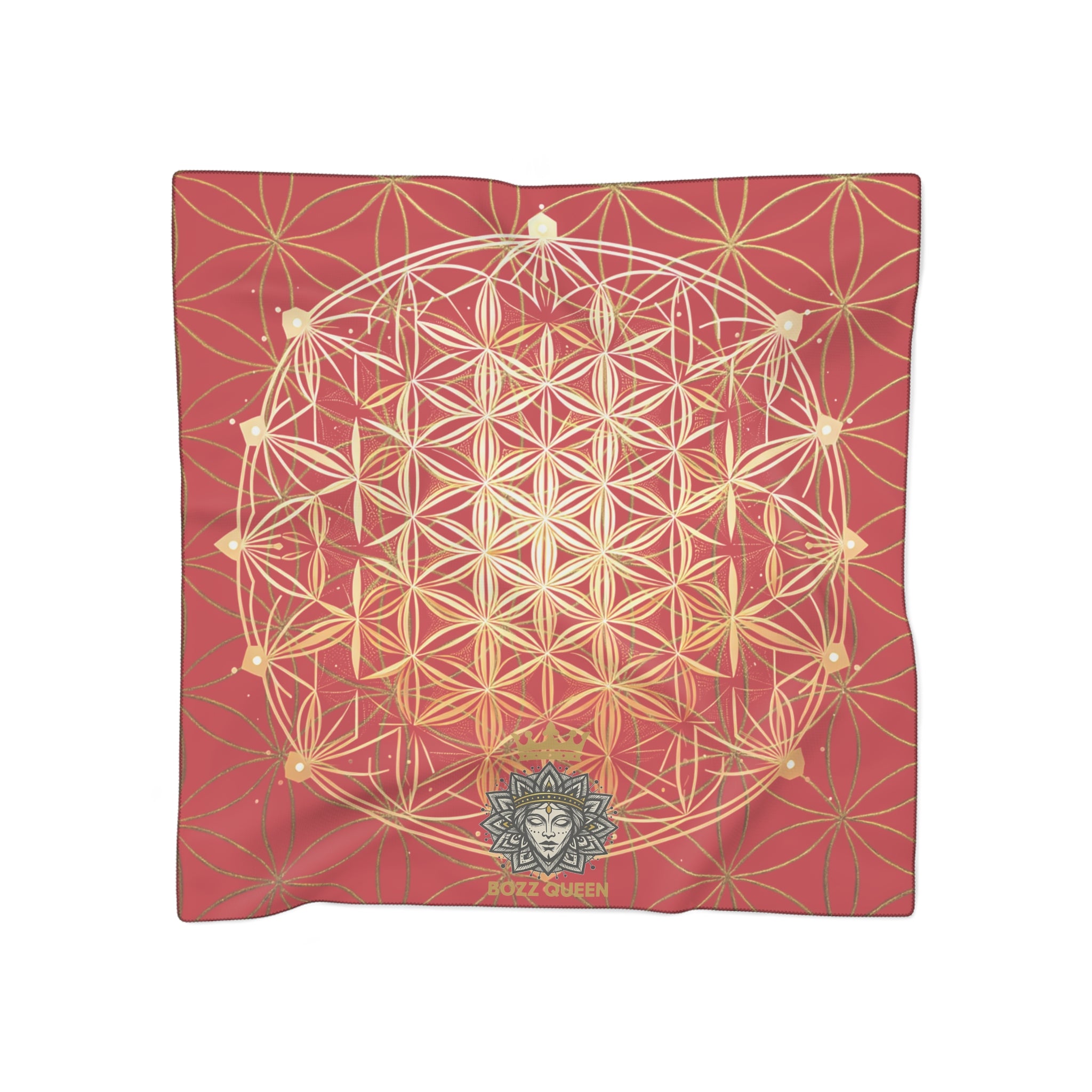 Flower of Life Dark Red Scarf - Sacred Geometry Spiritual Accessory