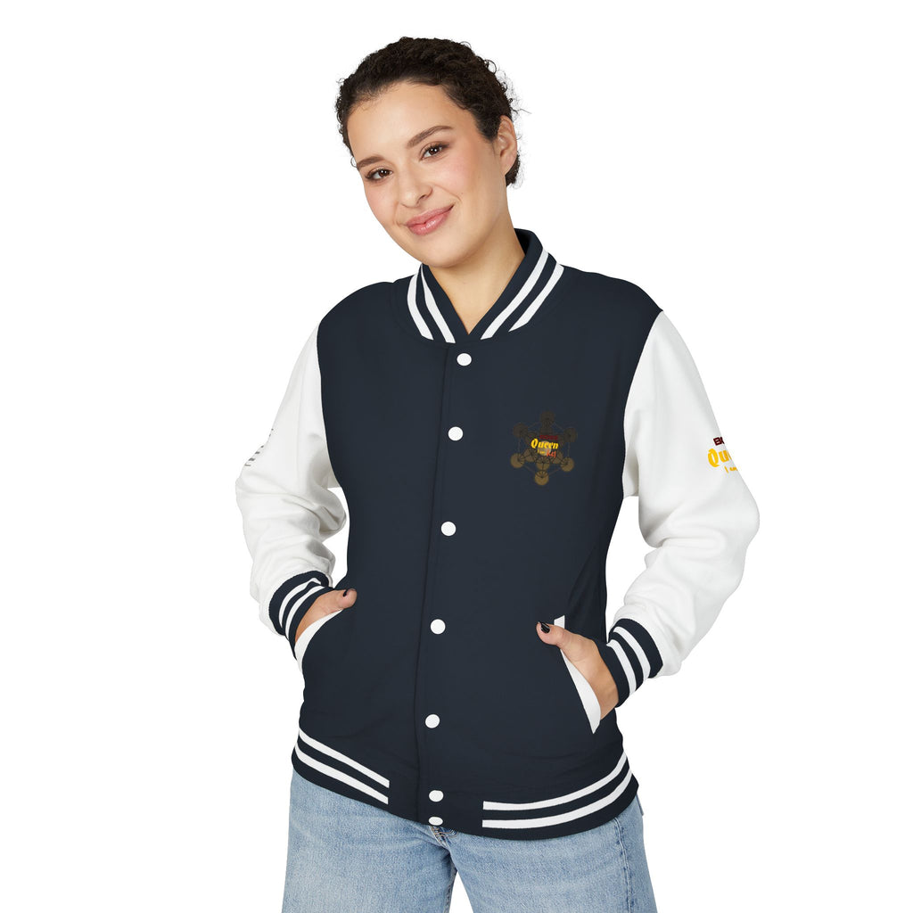 Bozz Queen Crown Design Letterman Jacket - Unisex Heavyweight Varsity Jacket
