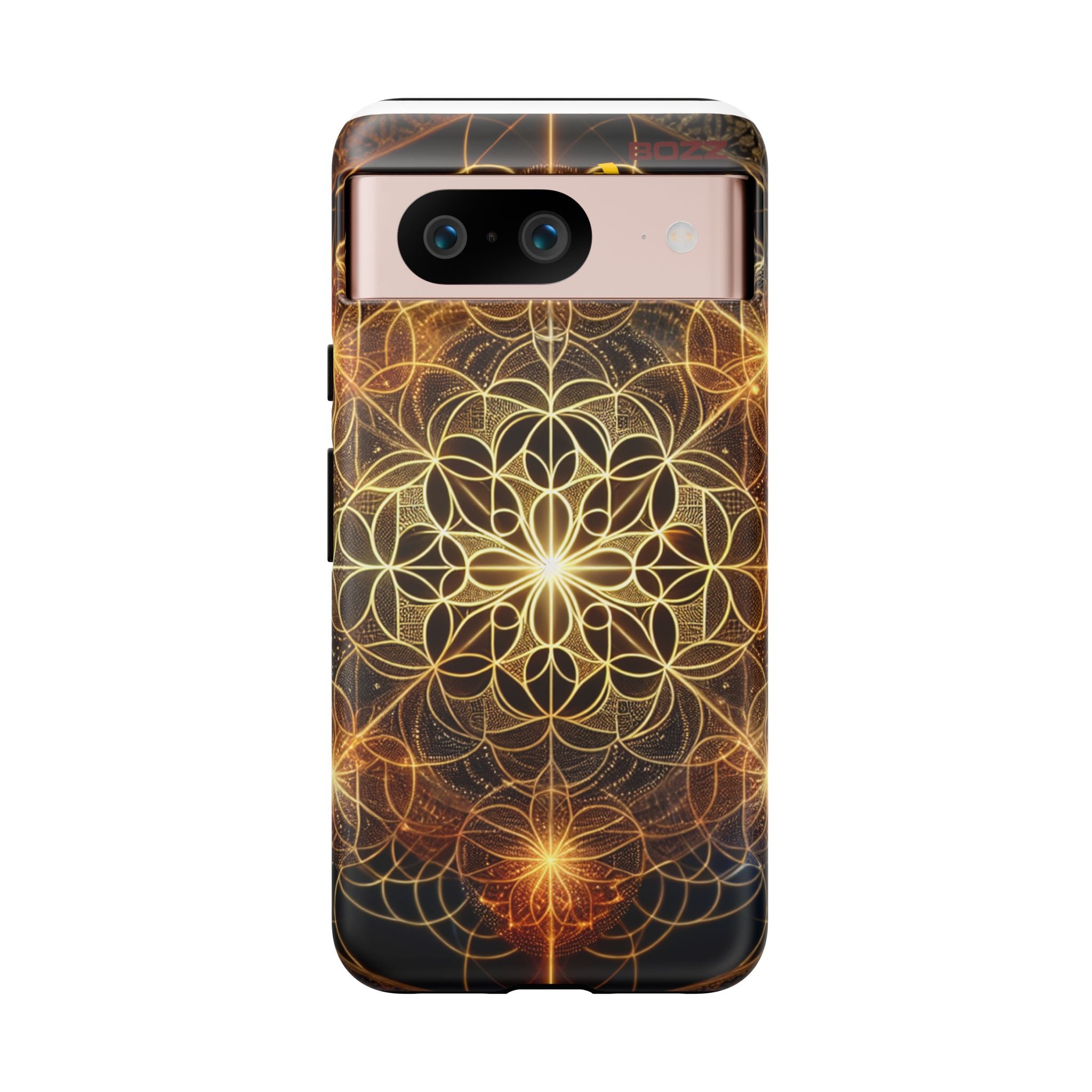 Golden Flower Mandala Phone Case, Tough Cases, Bohemian Phone Cover, Unique Gift for Him/Her, Spiritual and Artistic Design