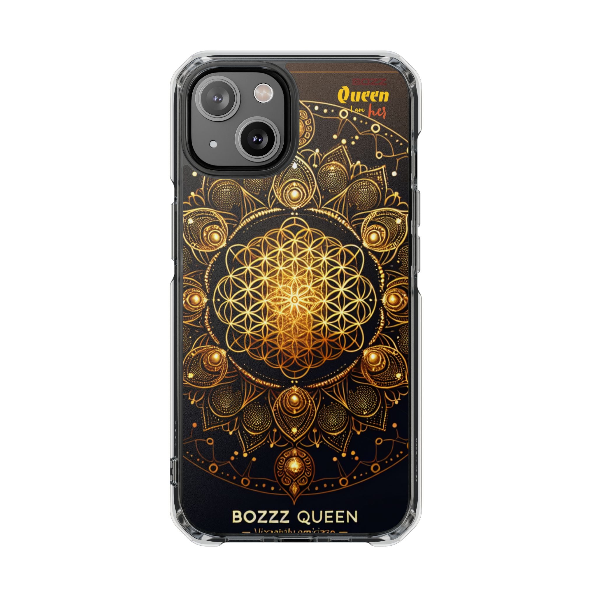 Magnetic Phone Case with Spiritual Mandala Design, Bozz Queen, Durable Clear Impact Case, Unique Gift for Spiritual Seekers, Phone Accessory