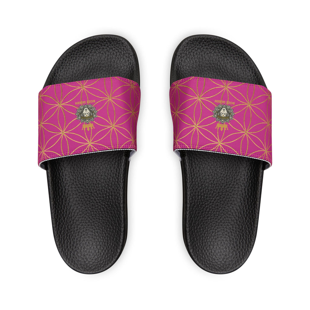 Bozz Queen Pink Flower of Life Women's Sandals - Removable Strap Beach Slides