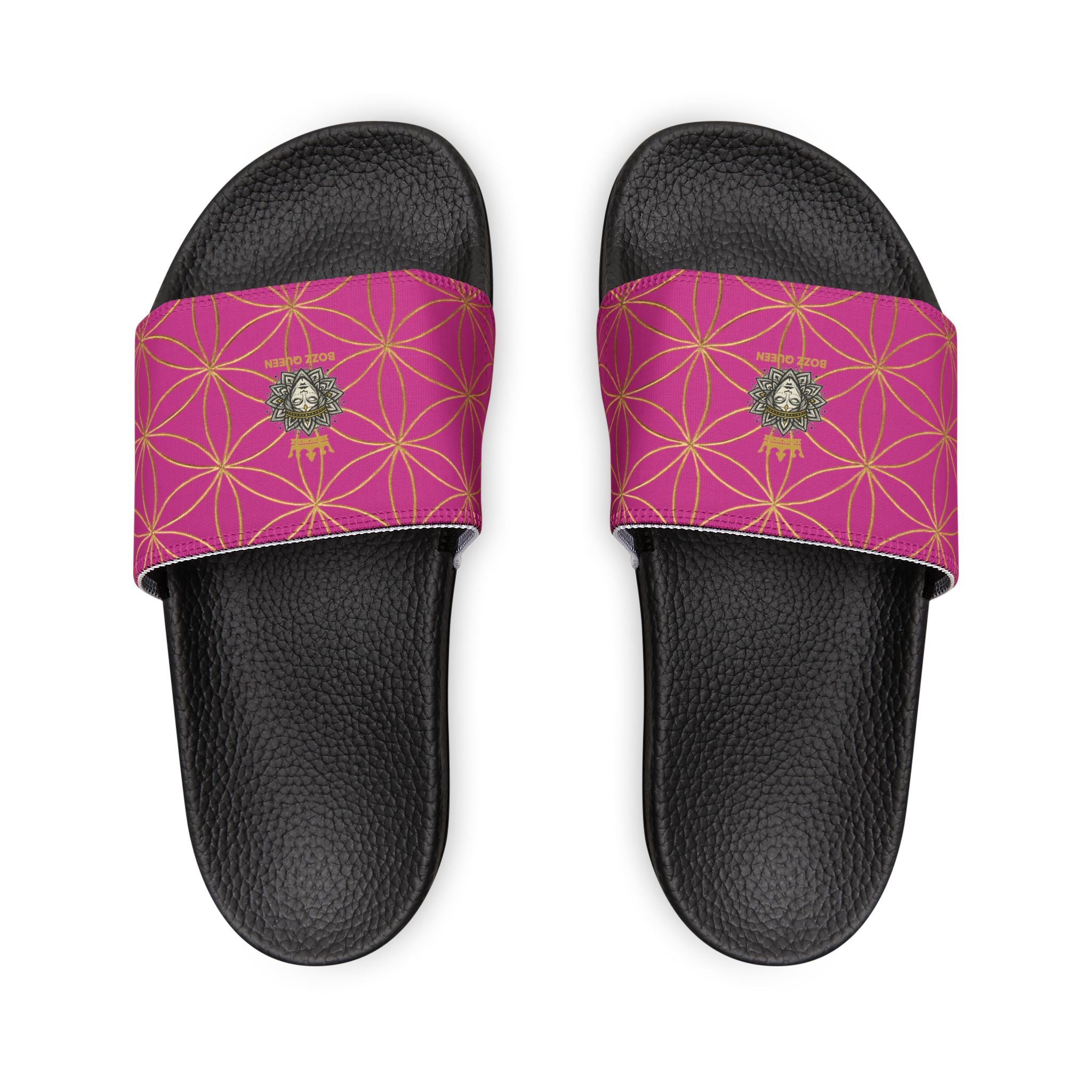 Bozz Queen Pink Flower of Life Women's Sandals - Removable Strap Beach Slides