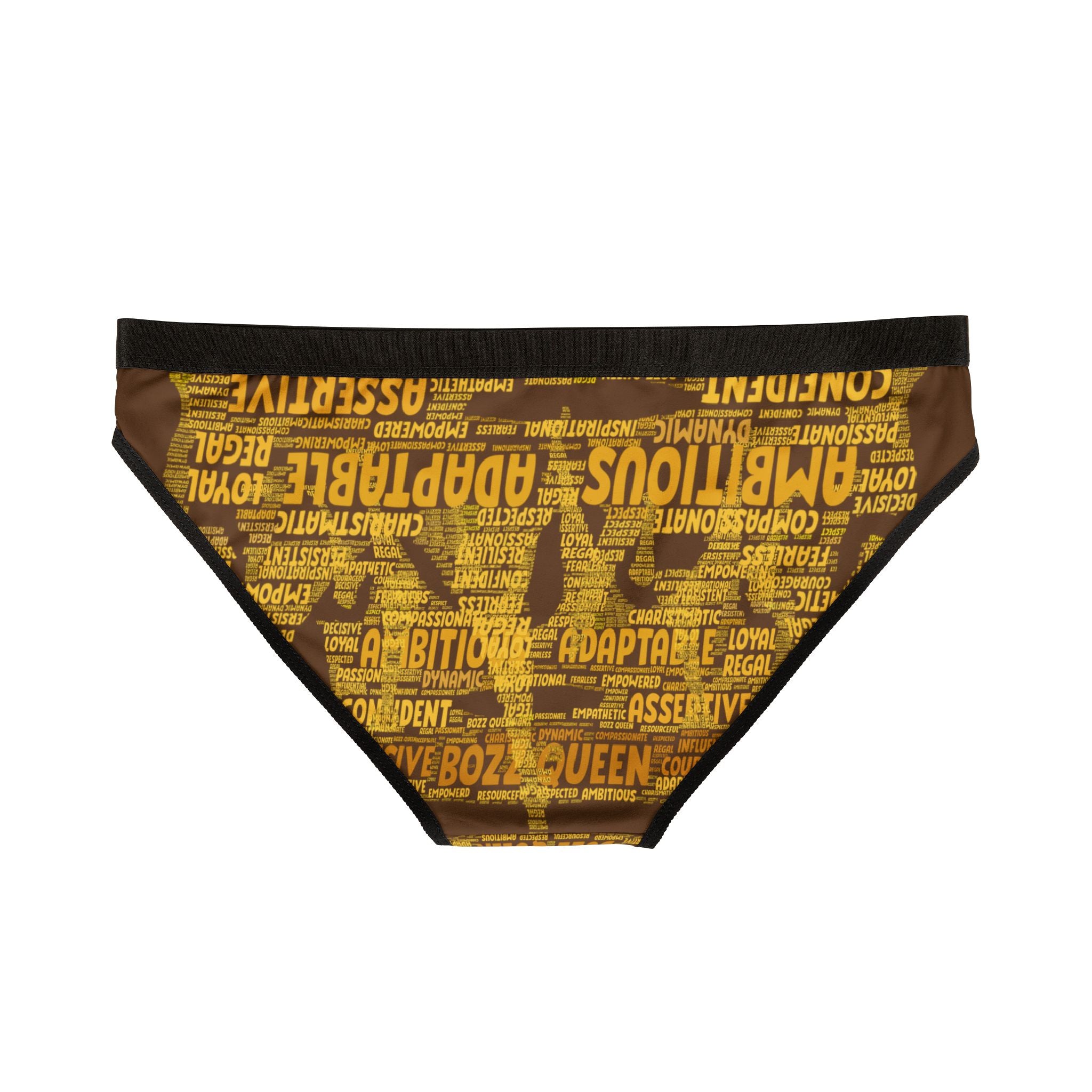 Women's Brown Yellow Motivational Underwear - Bold Statement Lingerie