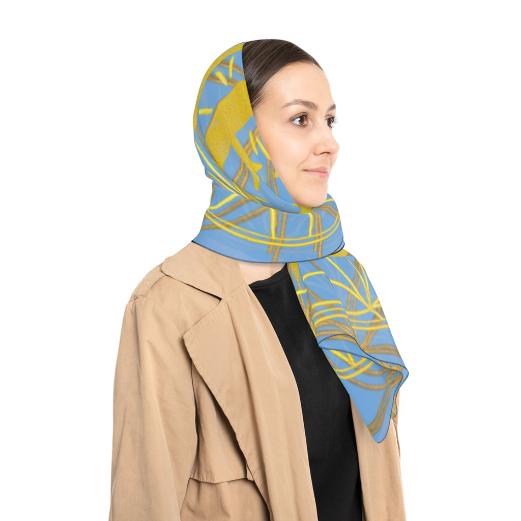Bozz Queen Light Blue Poly Scarf - Vibrant Flower of Life Design for Stylish Women