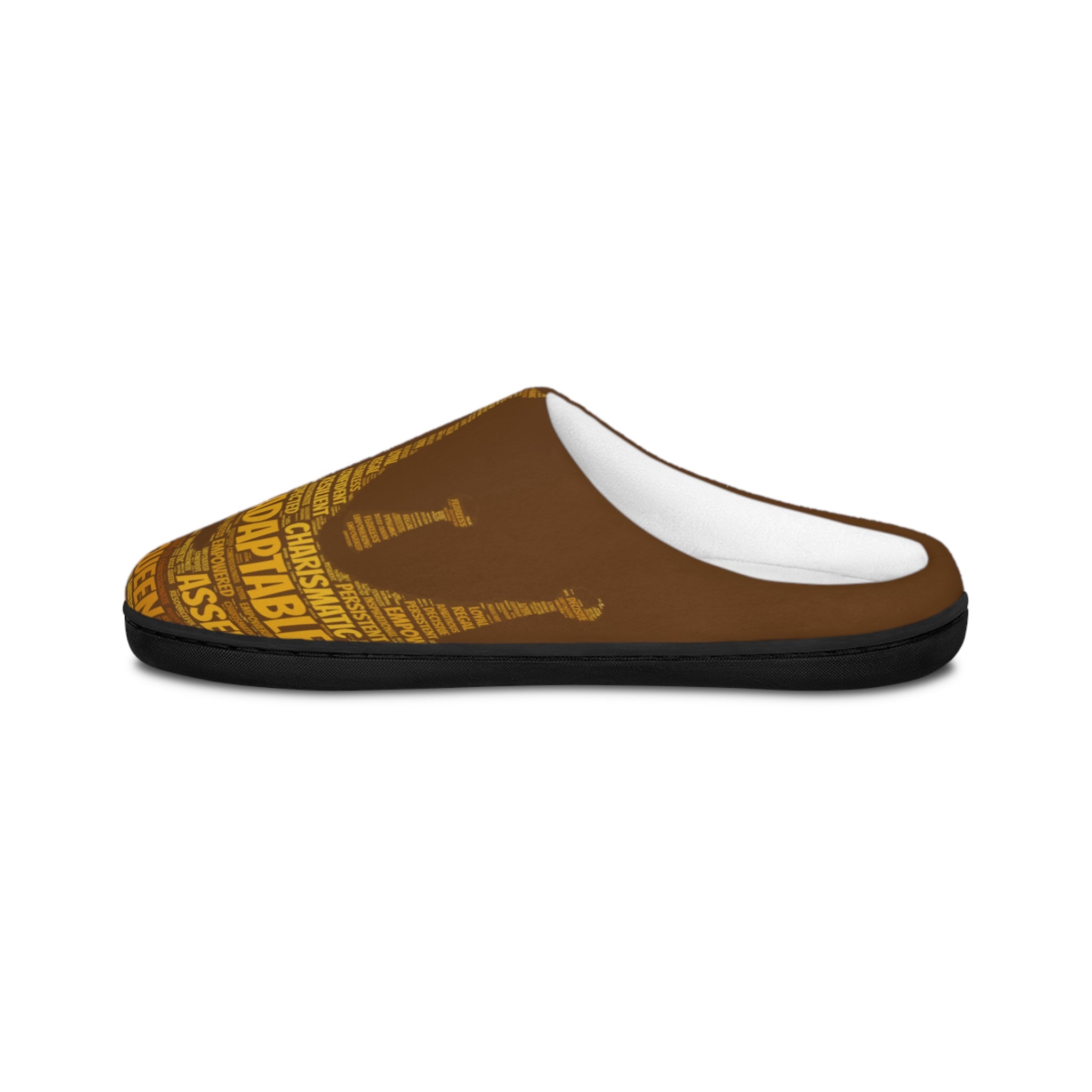 Bozz Queen Brown & Gold Women's Indoor Slippers - Soft Flannel House Shoes