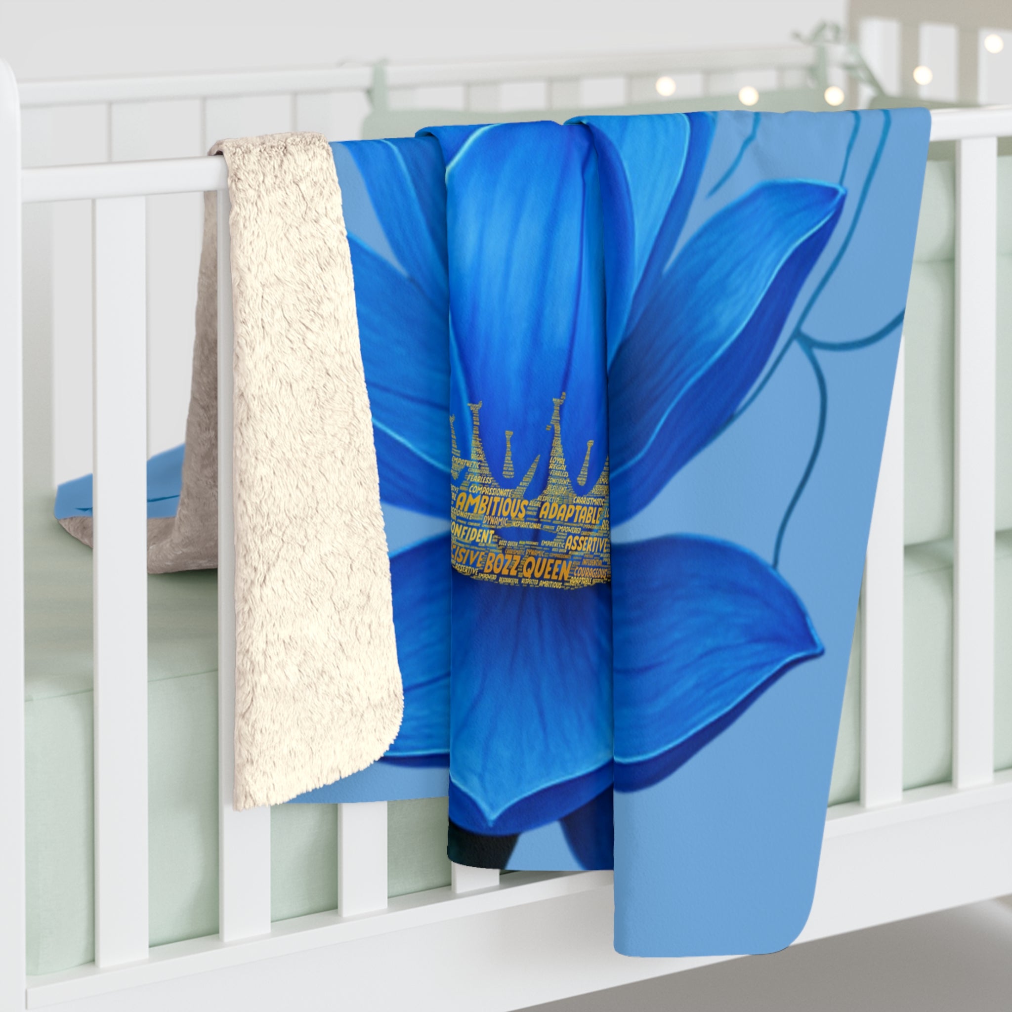 Throat Chakra Lotus Sherpa Blanket - Meditation Decor & Yoga Gift