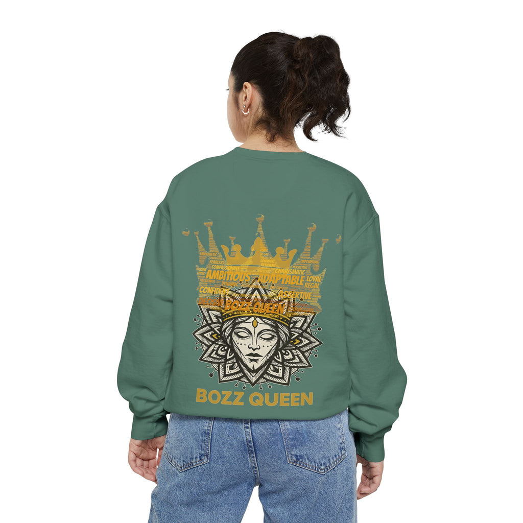 Bozz Queen Women Garment-Dyed Sweatshirt - Flower of Life Design
