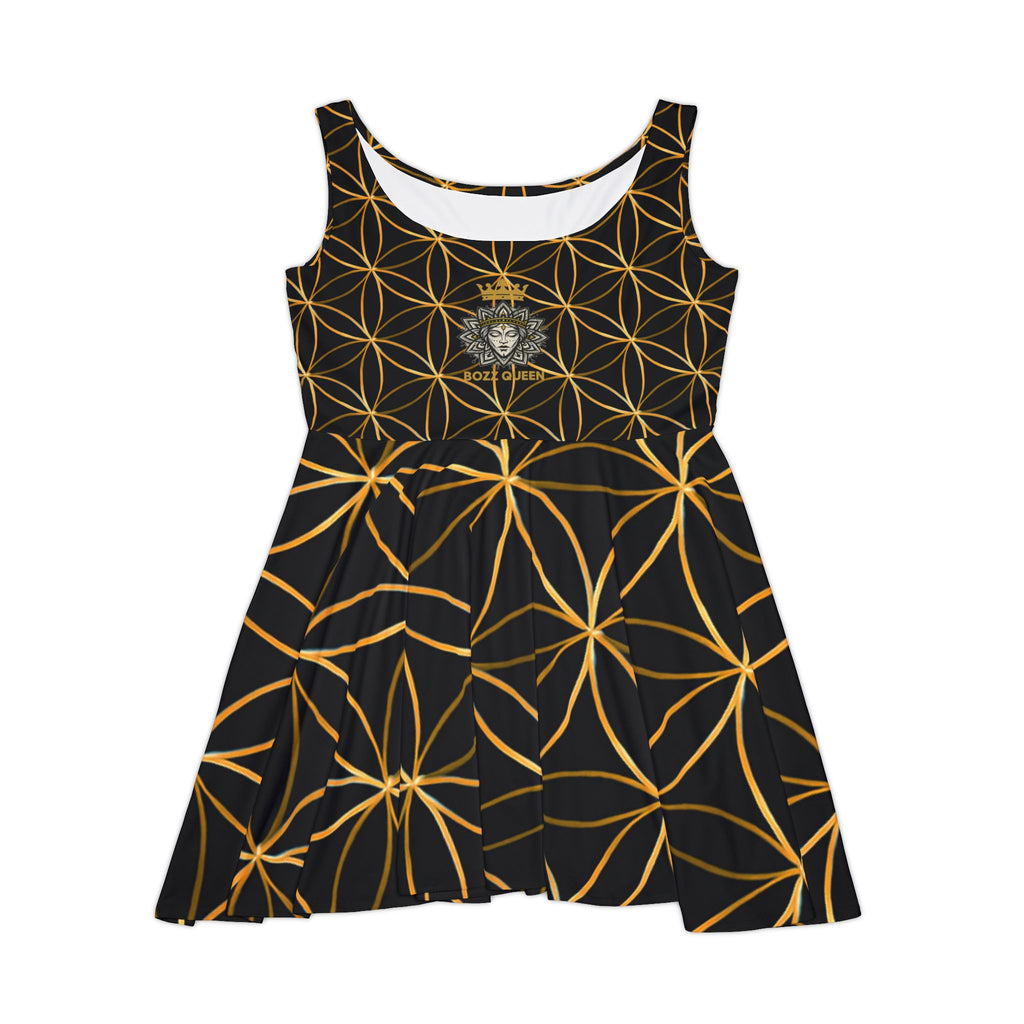 Gold Flower of Life Skater Dress - Women's Stylish Party & Casual Dress