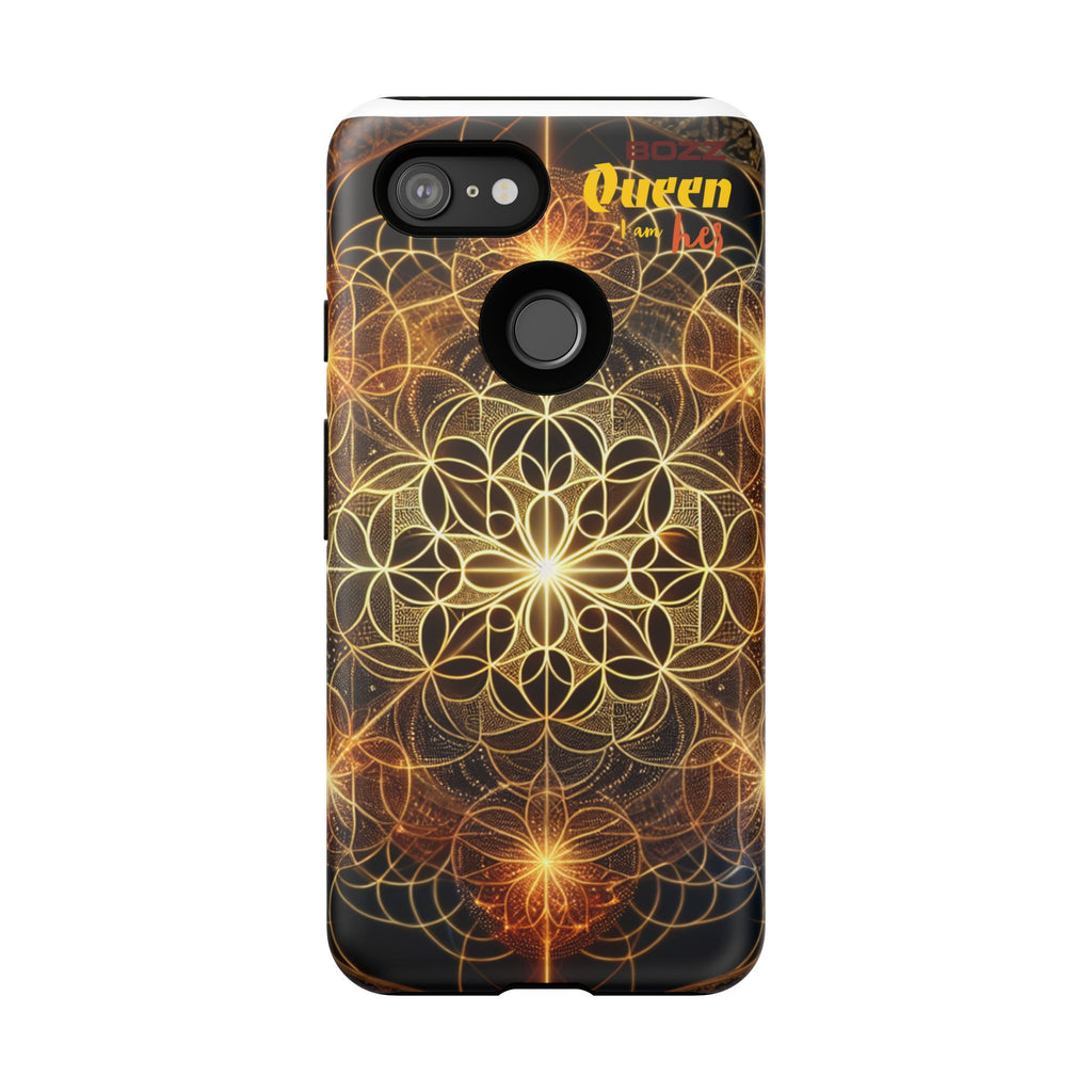 Golden Flower Mandala Phone Case, Tough Cases, Bohemian Phone Cover, Unique Gift for Him/Her, Spiritual and Artistic Design