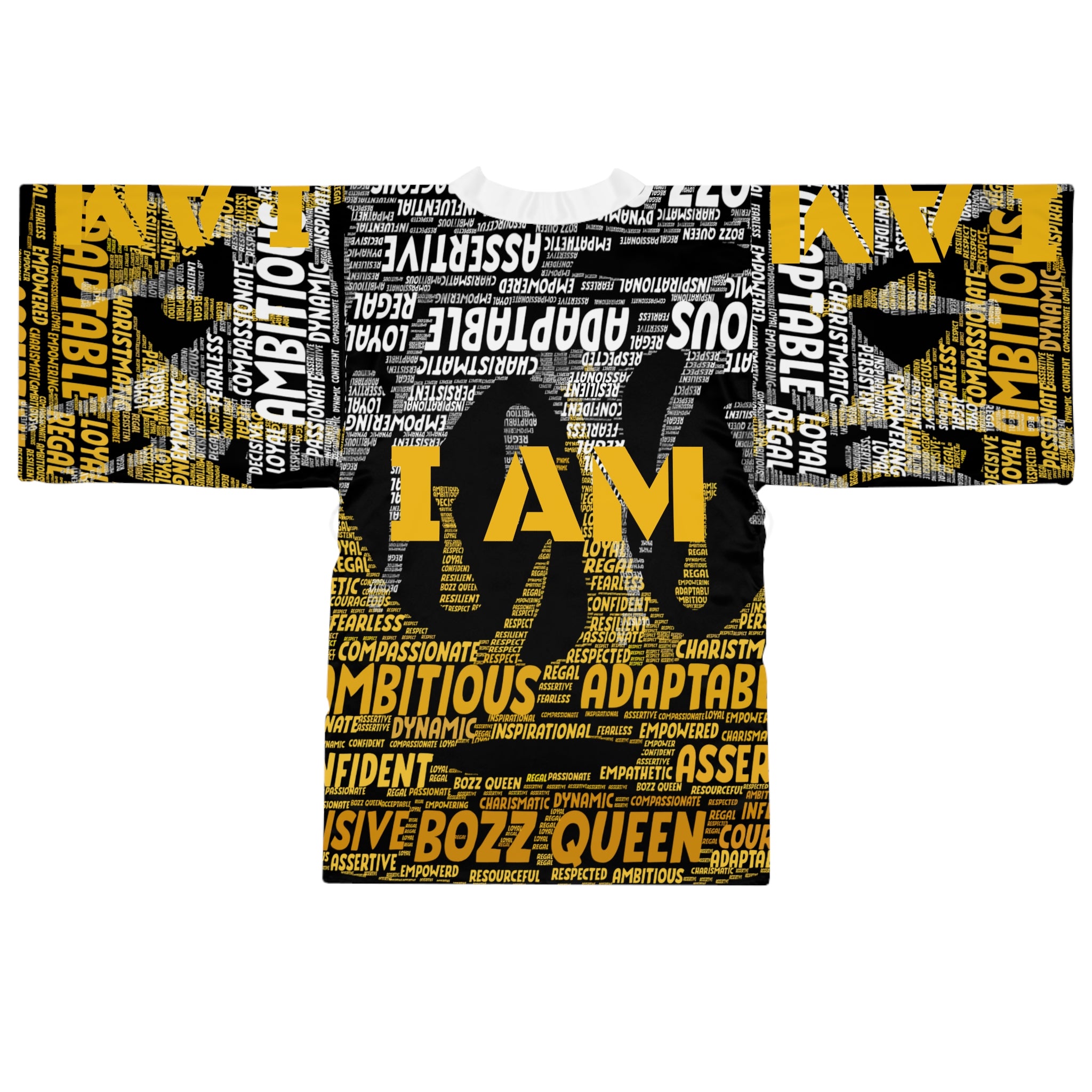 BOZZ QUEEN I AM Series Empowering Long Sleeve Kimono Robe - Inspirational Lounge Wear