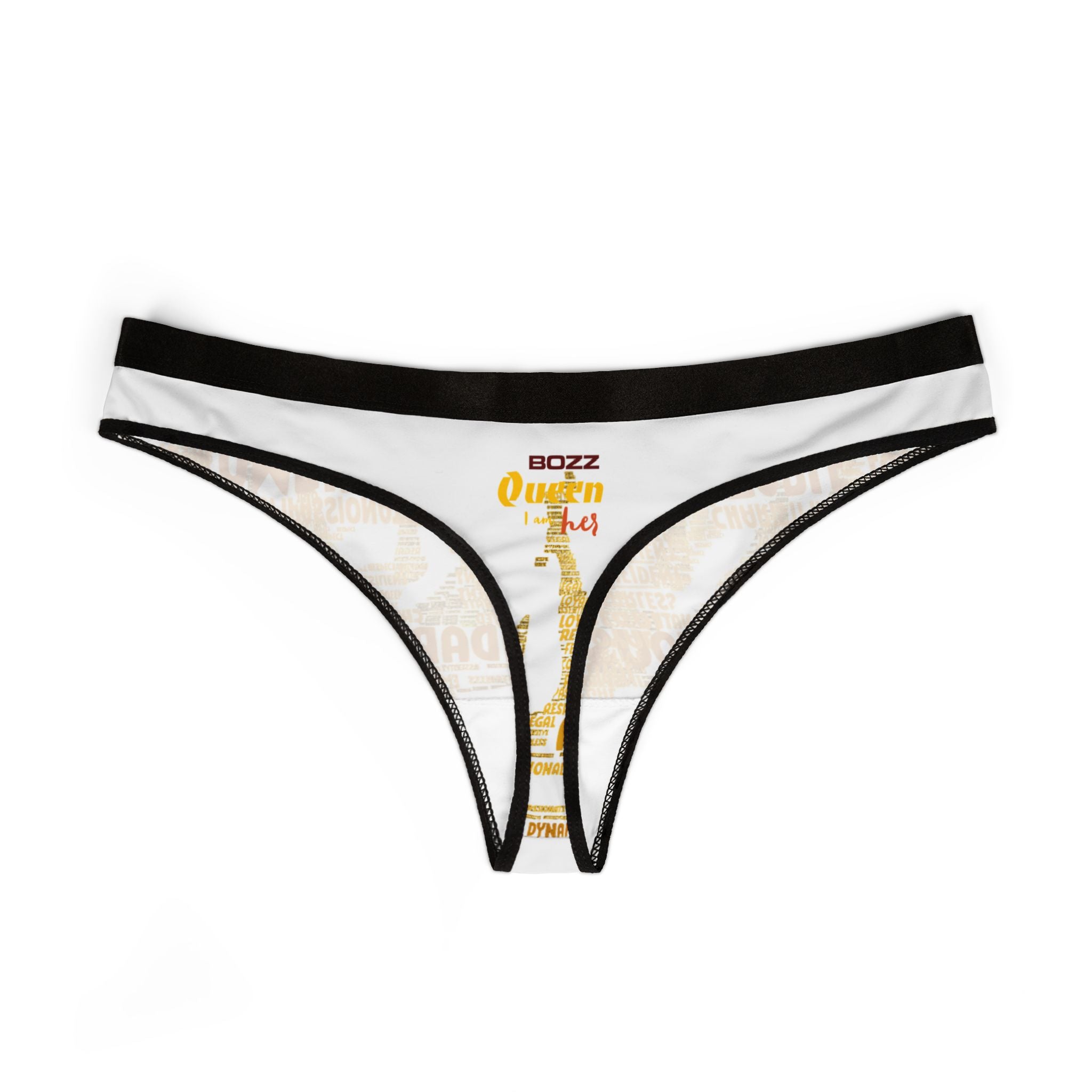 Women's White Yellow Thongs - Bold Statement Motivational Lingerie