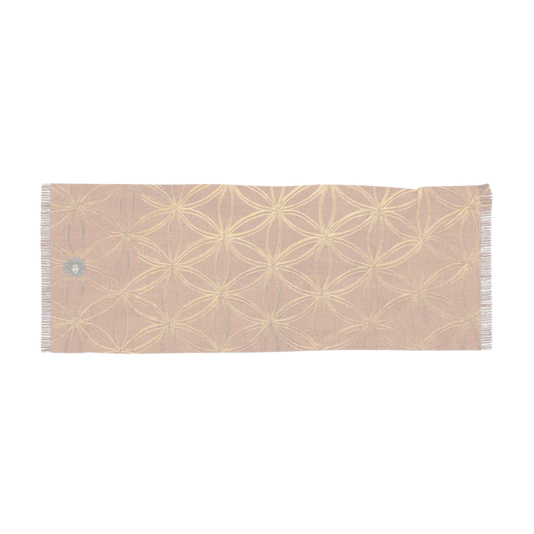 Light Brown & Gold Flower of Life Scarf - Geometric Pattern | Bozz Queen