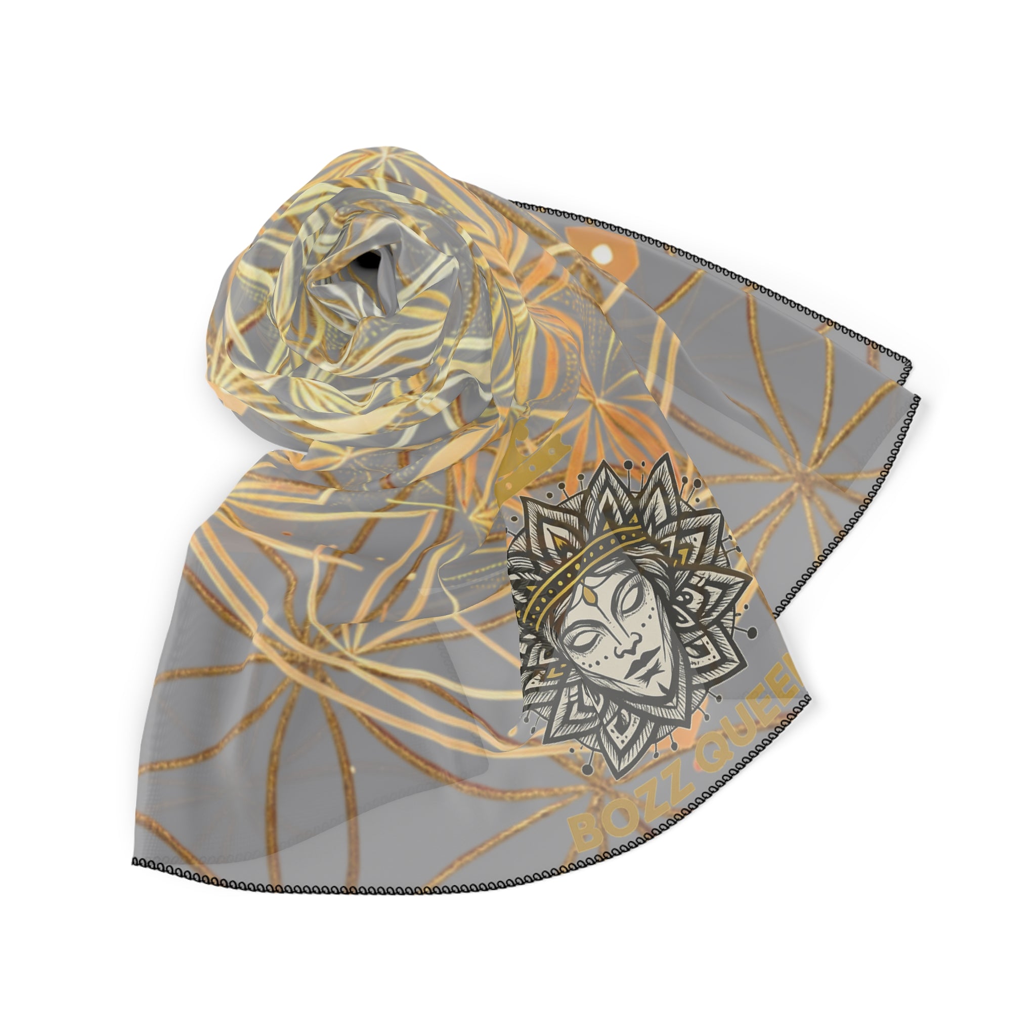 Flower of Life Grey Scarf - Sacred Geometry Spiritual Accessory