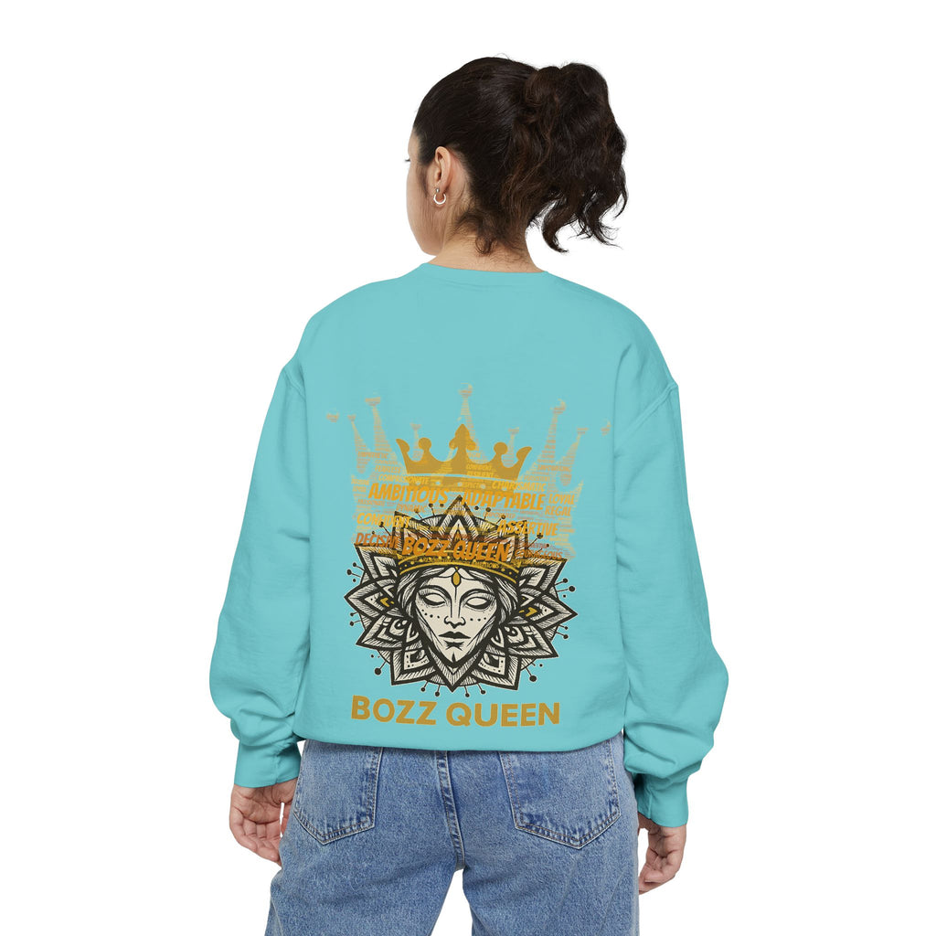 Bozz Queen Women Garment-Dyed Sweatshirt - Flower of Life Design