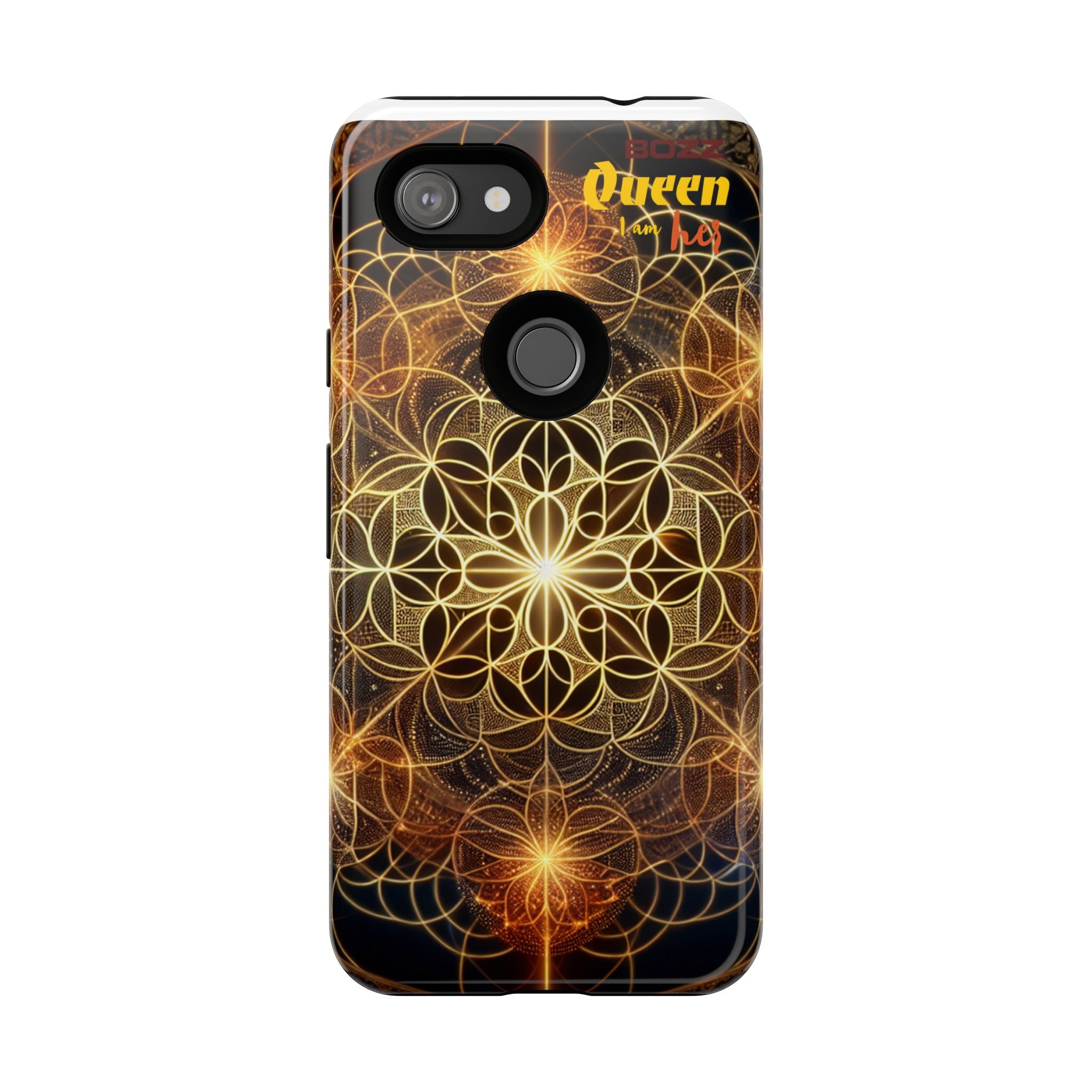 Golden Flower Mandala Phone Case, Tough Cases, Bohemian Phone Cover, Unique Gift for Him/Her, Spiritual and Artistic Design