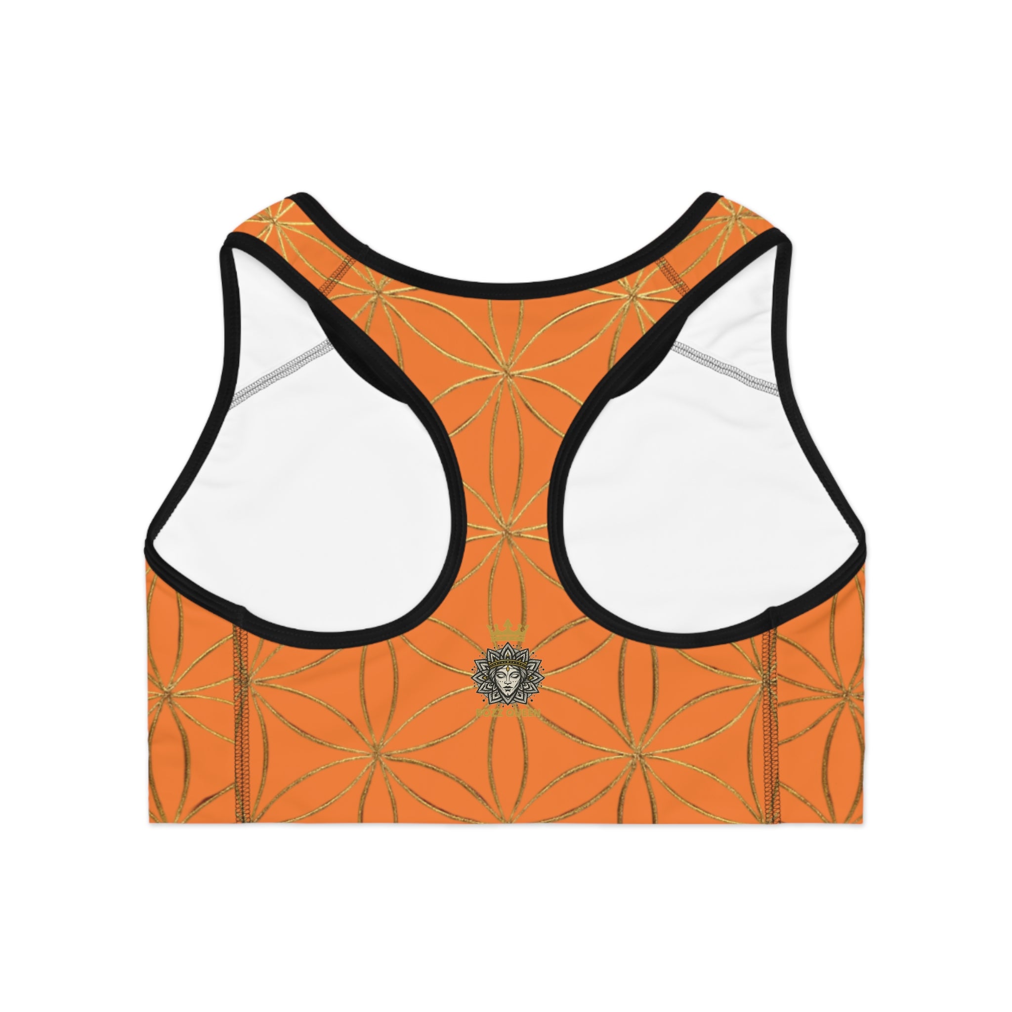 Bozz Queen Light Orange & Gold Flower of Life Sports Bra - Yoga Workout Top