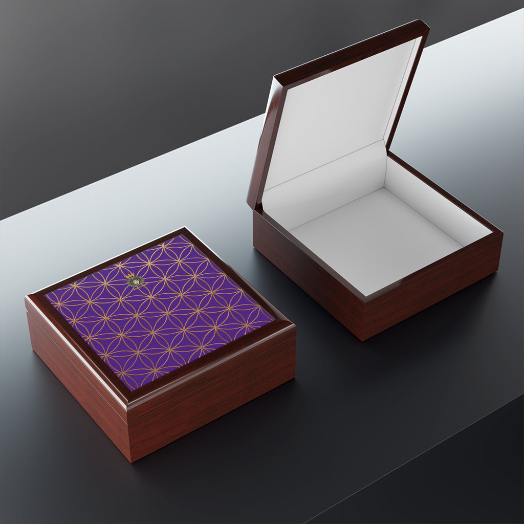 Flower of Life Jewelry Box - Purple Elegant Keepsake Organizer
