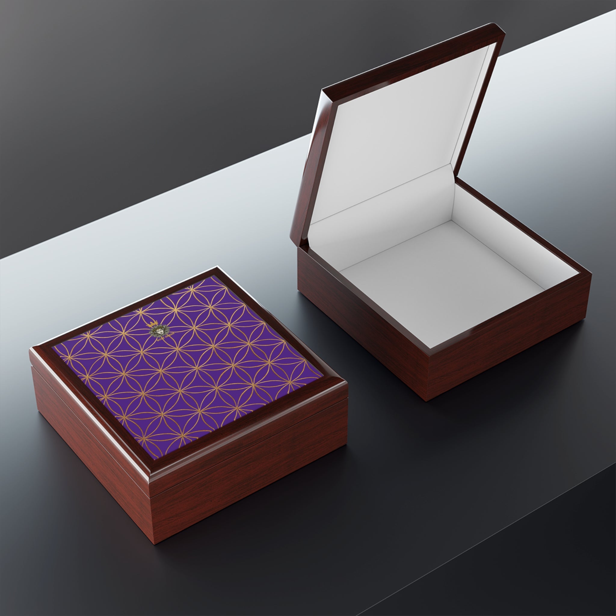 Flower of Life Jewelry Box - Purple Elegant Keepsake Organizer