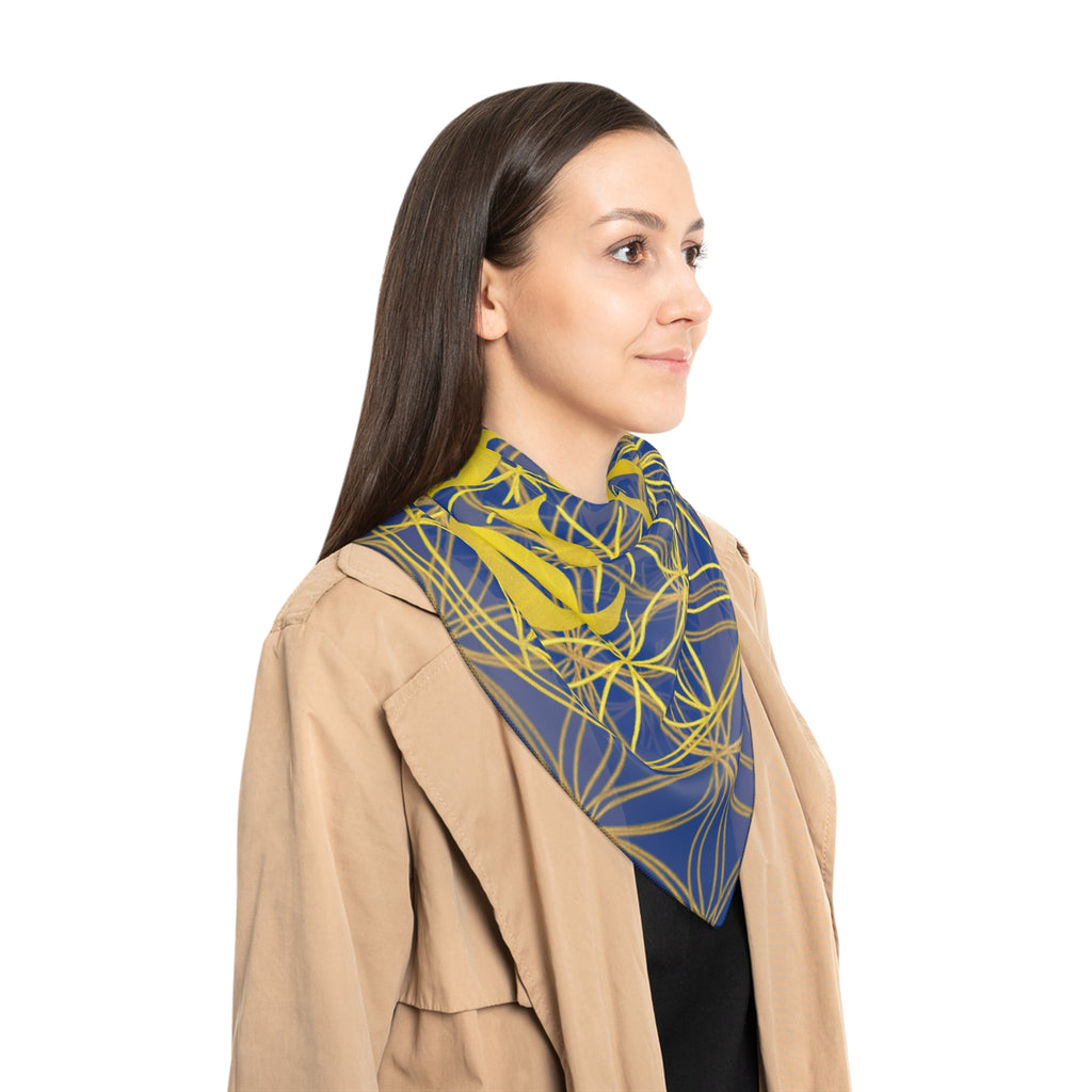 Bozz Queen Blue Poly Scarf - Vibrant Flower of Life Design for Stylish Women
