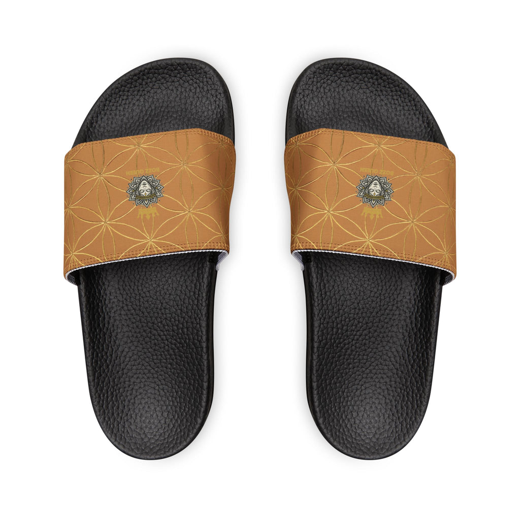 Bozz Queen Light Brown Flower of Life Women's Sandals - Removable Strap Beach Slides