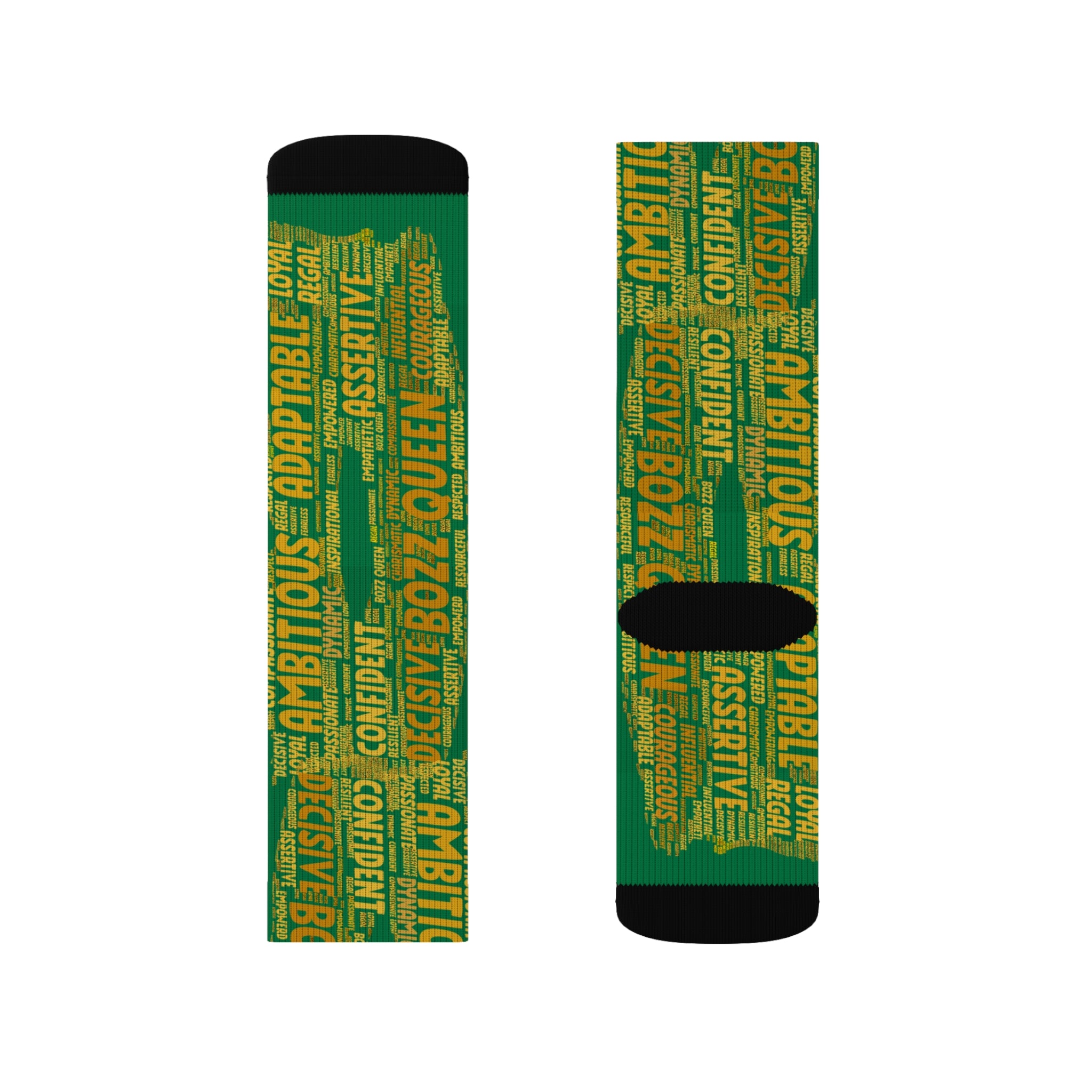 BOZZ QUEEN Dark Green Bold Statement Socks - Empowering Motivational Wear