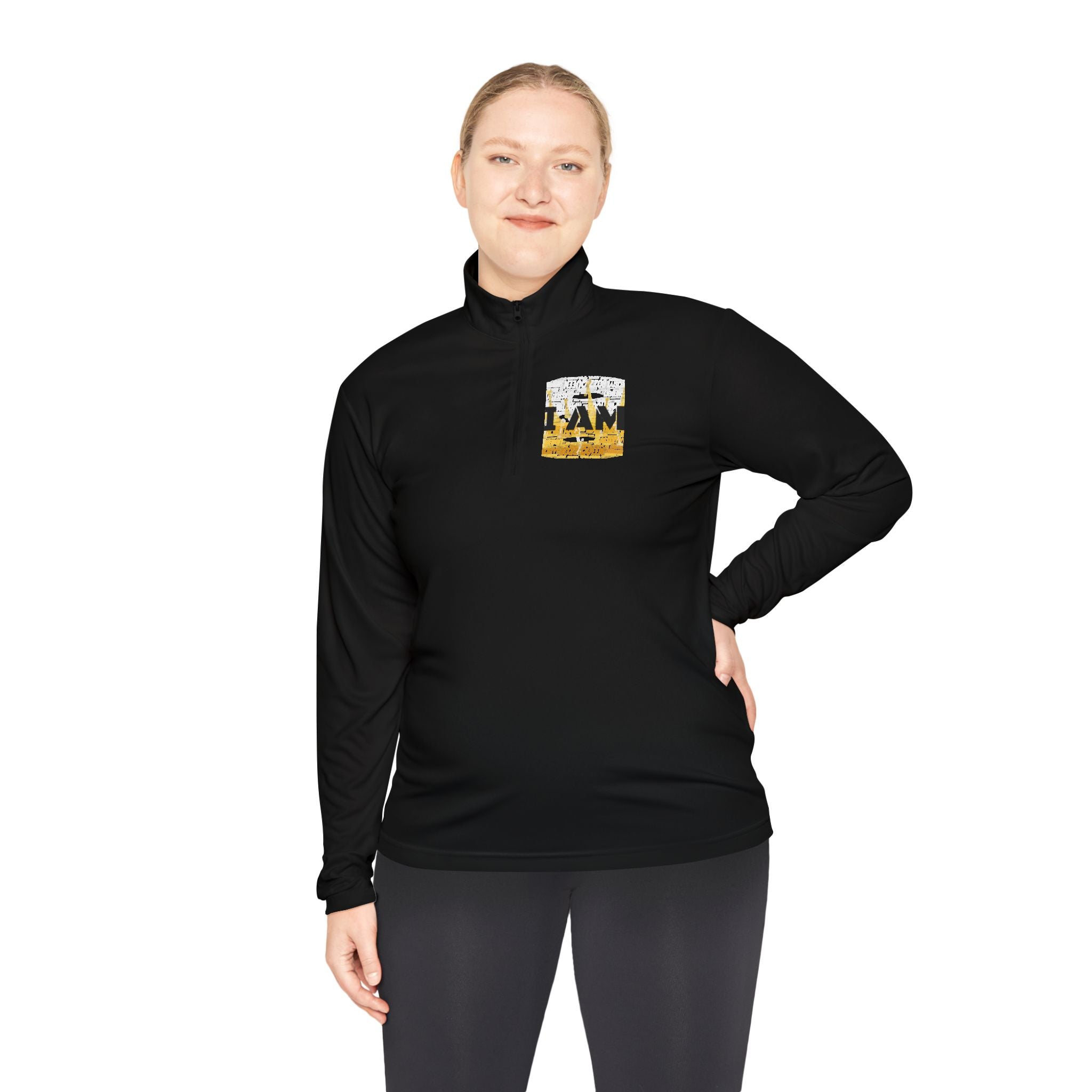 I AM Unisex Quarter-Zip Pullover - Motivational Activewear for Gym & Yoga