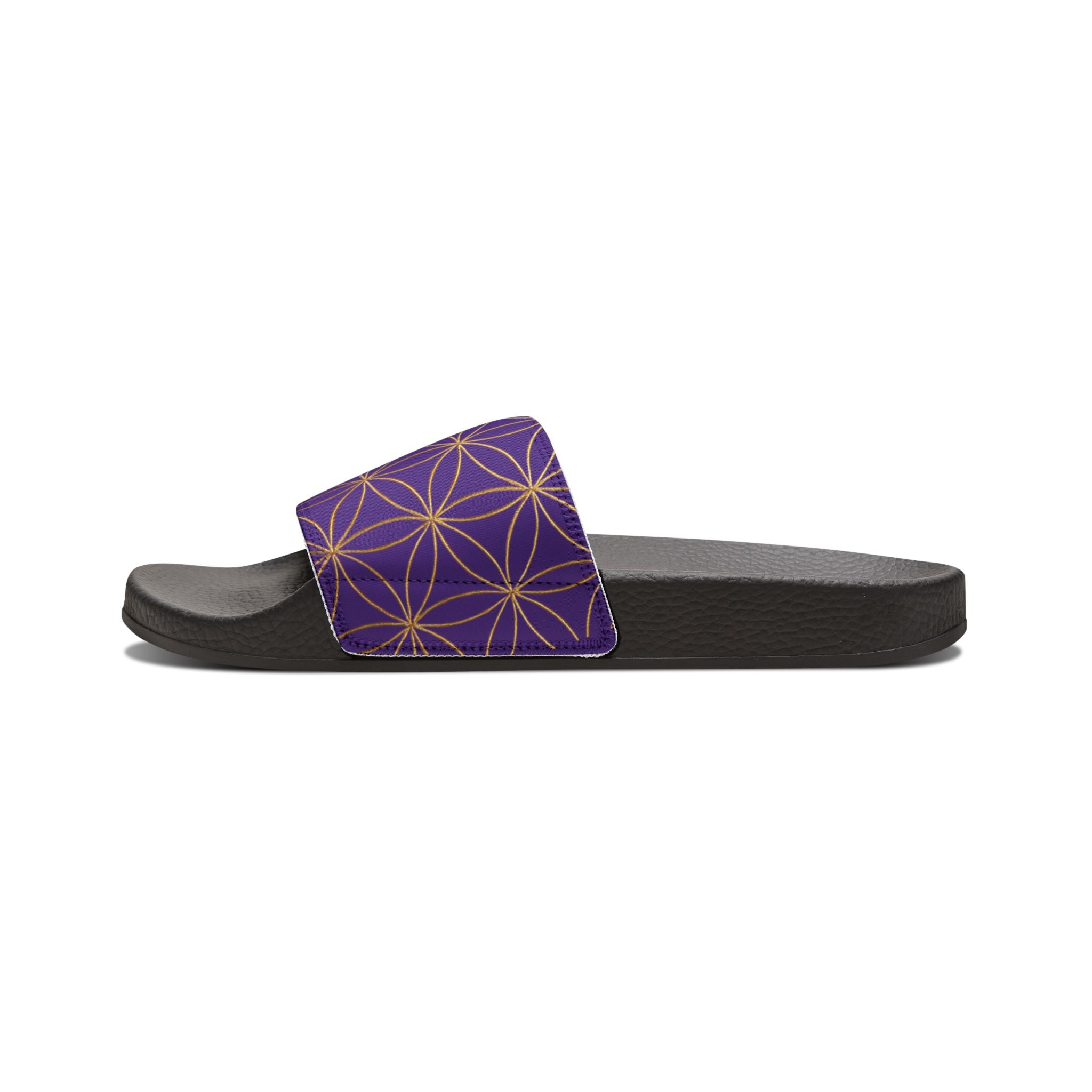 Bozz Queen Purple Flower of Life Women's Sandals - Removable Strap Beach Slides