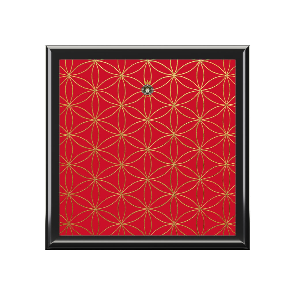 Flower of Life Jewelry Box - Red Elegant Keepsake Organizer