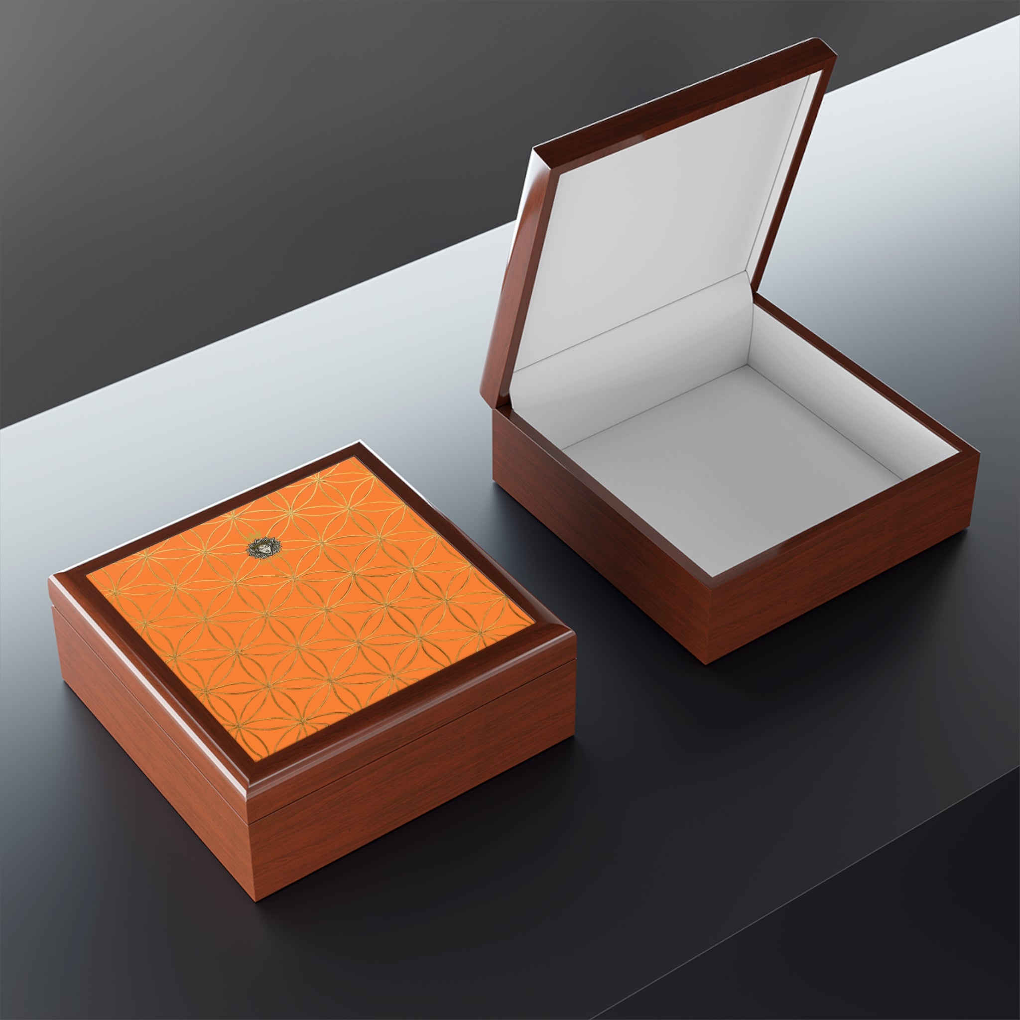 Flower of Life Jewelry Box - Light Orange Elegant Keepsake Organizer