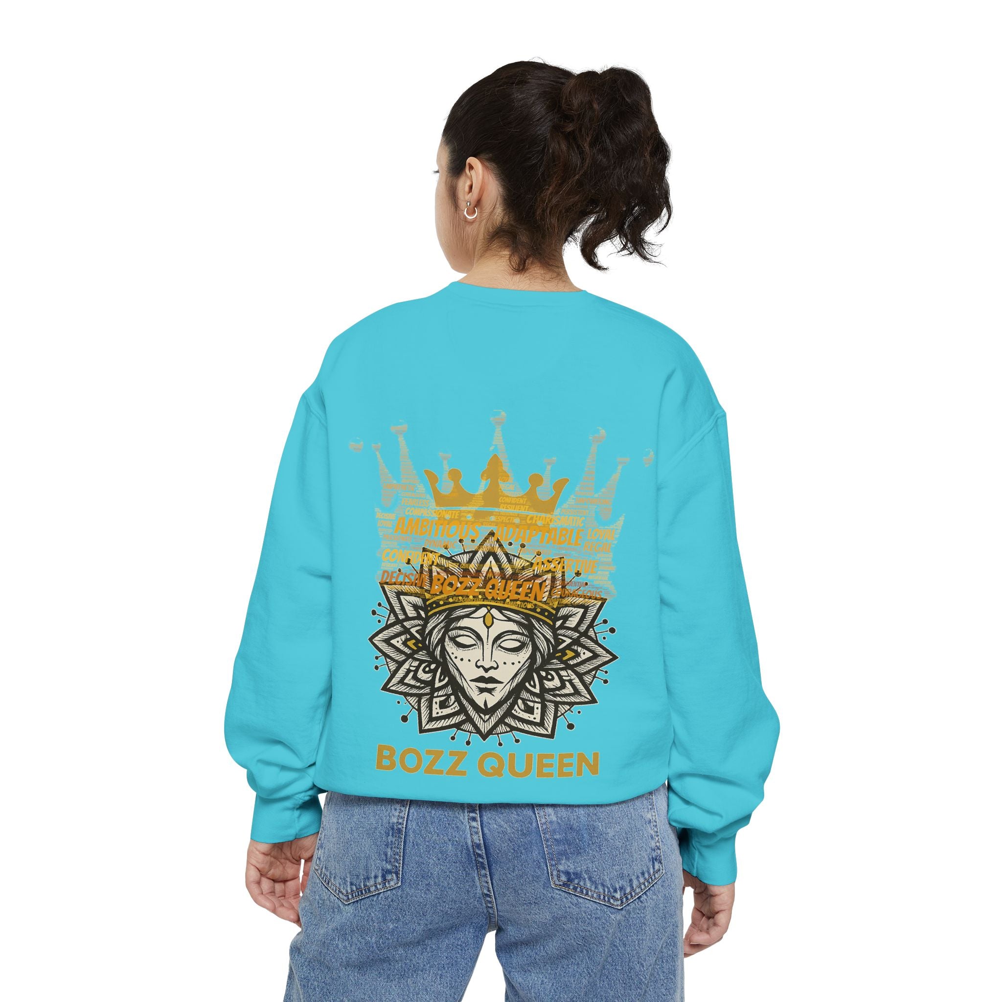 Bozz Queen Women Garment-Dyed Sweatshirt - Flower of Life Design