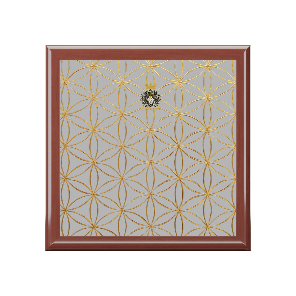 Flower of Life Jewelry Box - Light Grey Elegant Keepsake Organizer