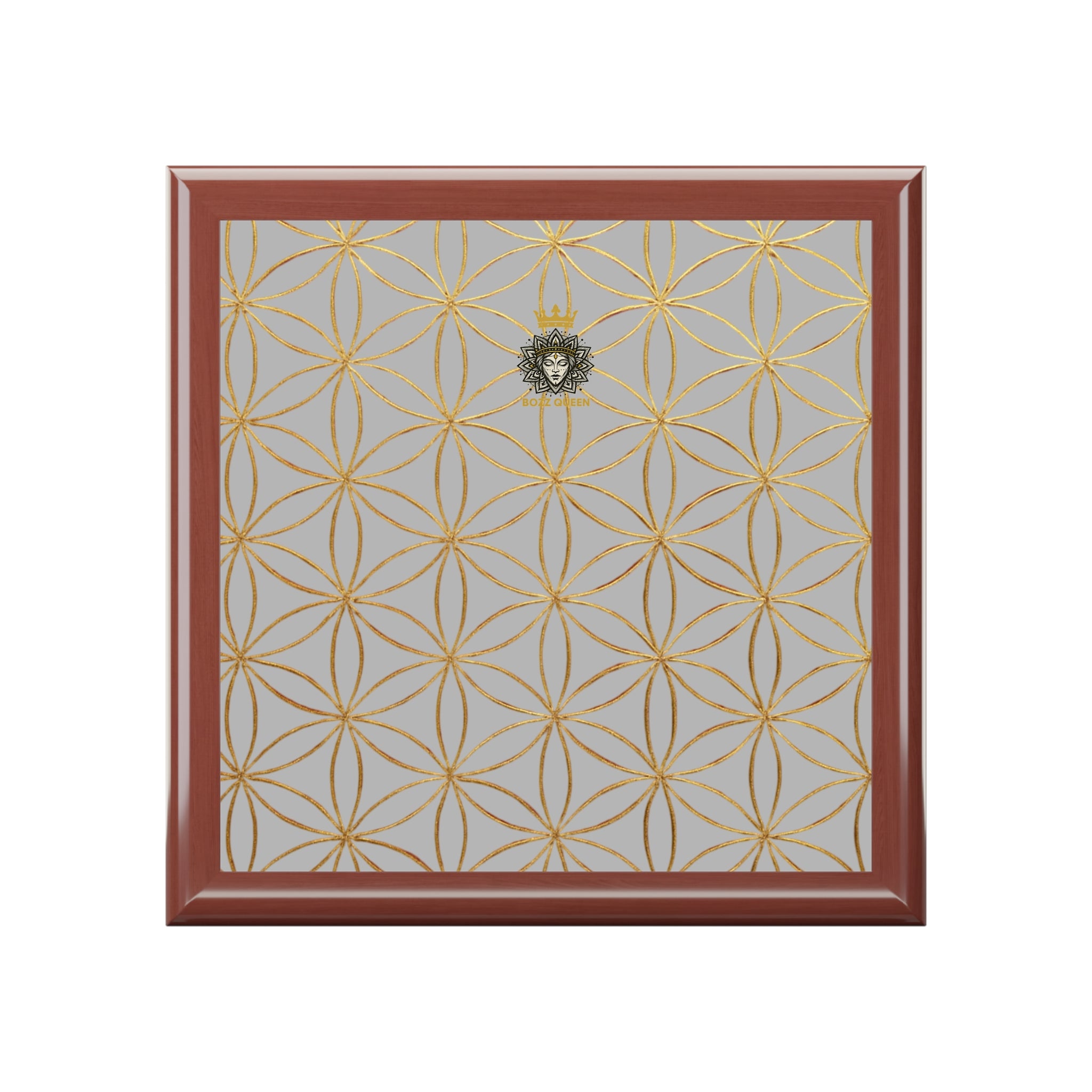 Flower of Life Jewelry Box - Light Grey Elegant Keepsake Organizer