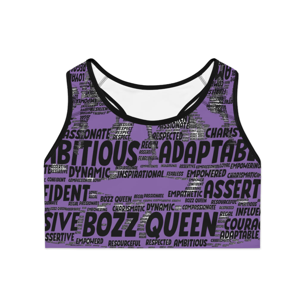 Empowering Sports Bra - Bozz Queen Origin Collection | Light Purple & Black