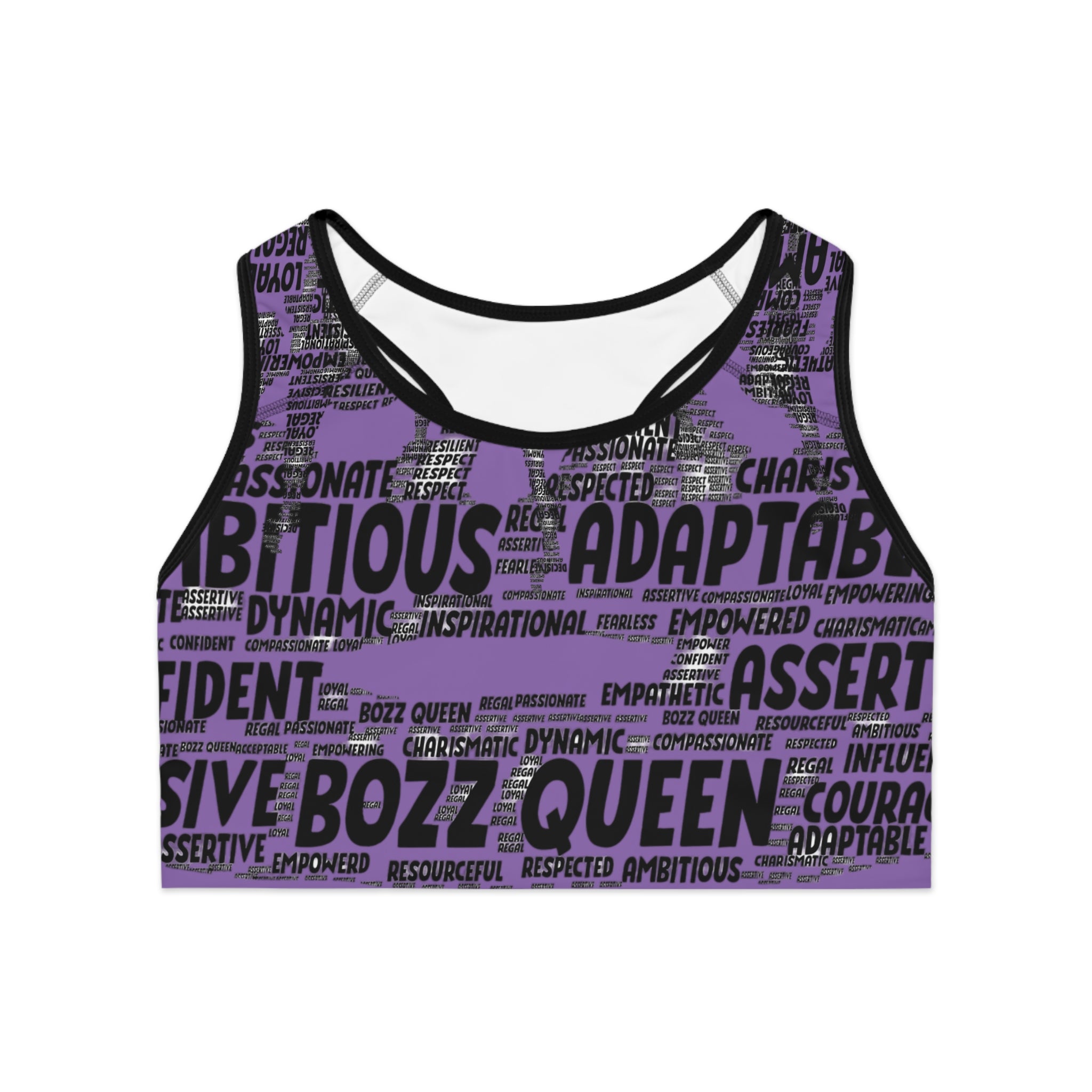 Empowering Sports Bra - Bozz Queen Origin Collection | Light Purple & Black