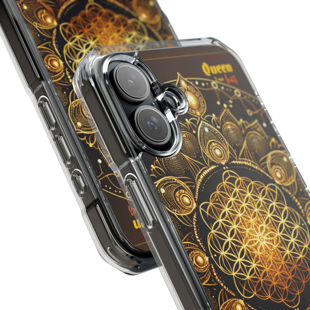 Magnetic Phone Case with Spiritual Mandala Design, Bozz Queen, Durable Clear Impact Case, Unique Gift for Spiritual Seekers, Phone Accessory