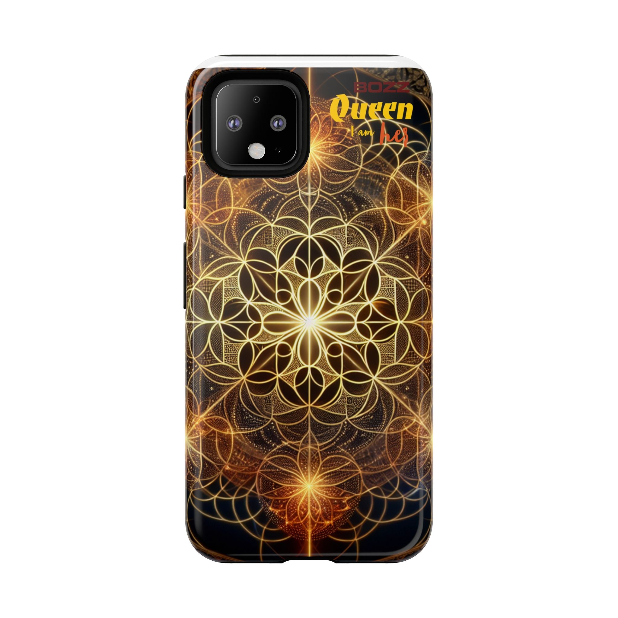 Golden Flower Mandala Phone Case, Tough Cases, Bohemian Phone Cover, Unique Gift for Him/Her, Spiritual and Artistic Design